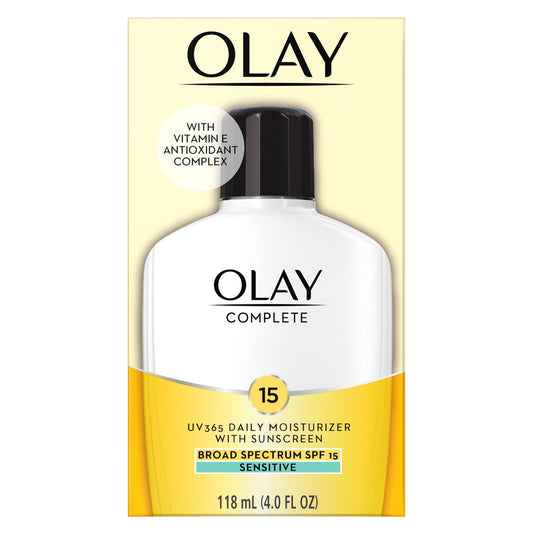 Face Moisturizer by Olay Complete All Day Moisturizer with Sunscreen, Broad Spectrum with SPF 15, Sensitive, 4 fl oz. Beauty & Personal Care Olay