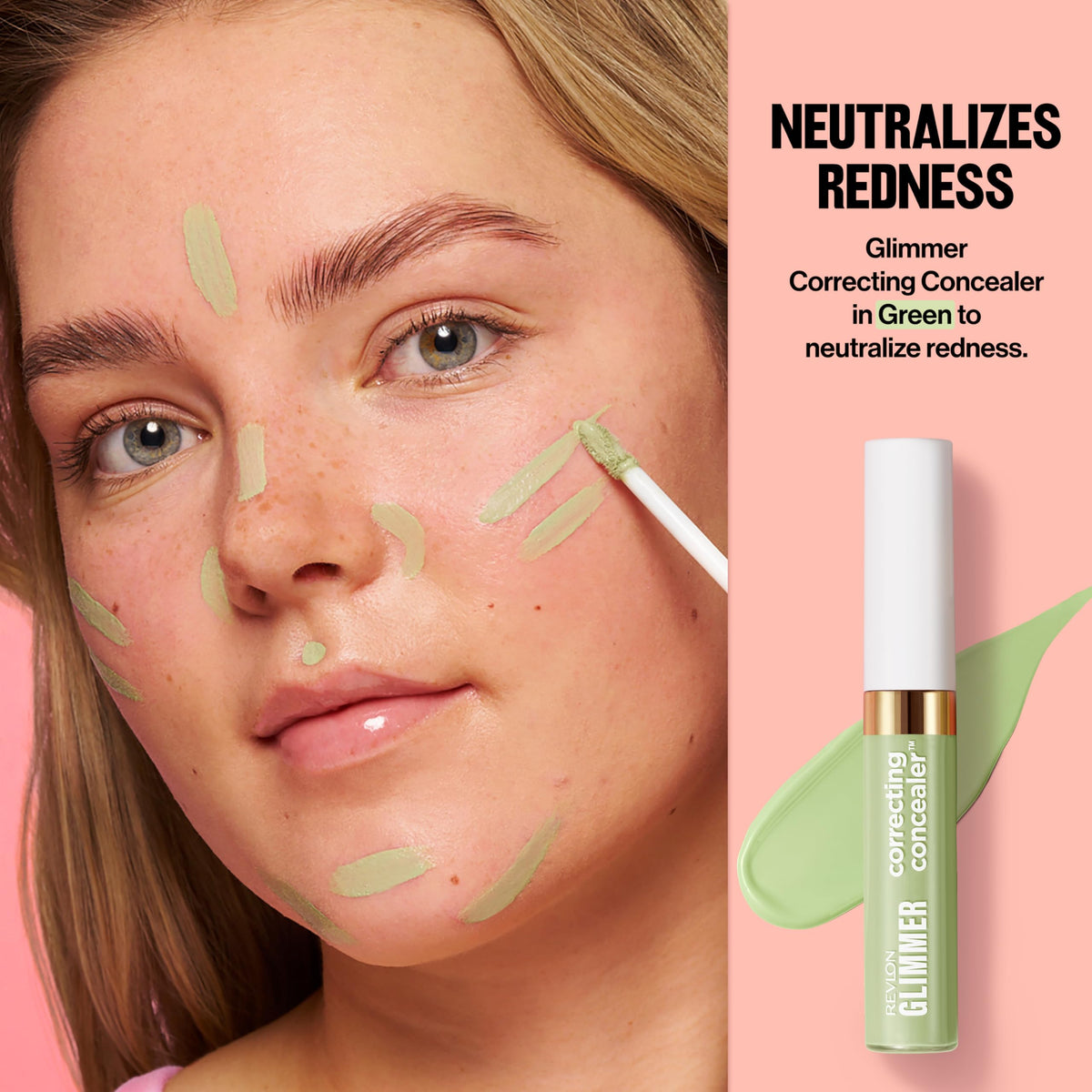 Revlon Glimmer Correcting Concealer, Liquid Under Eye Makeup, Made with Caffeine, Vitamin C, & Stevioside, 100 Green, 0.3 fl oz Beauty & Personal Care REVLON