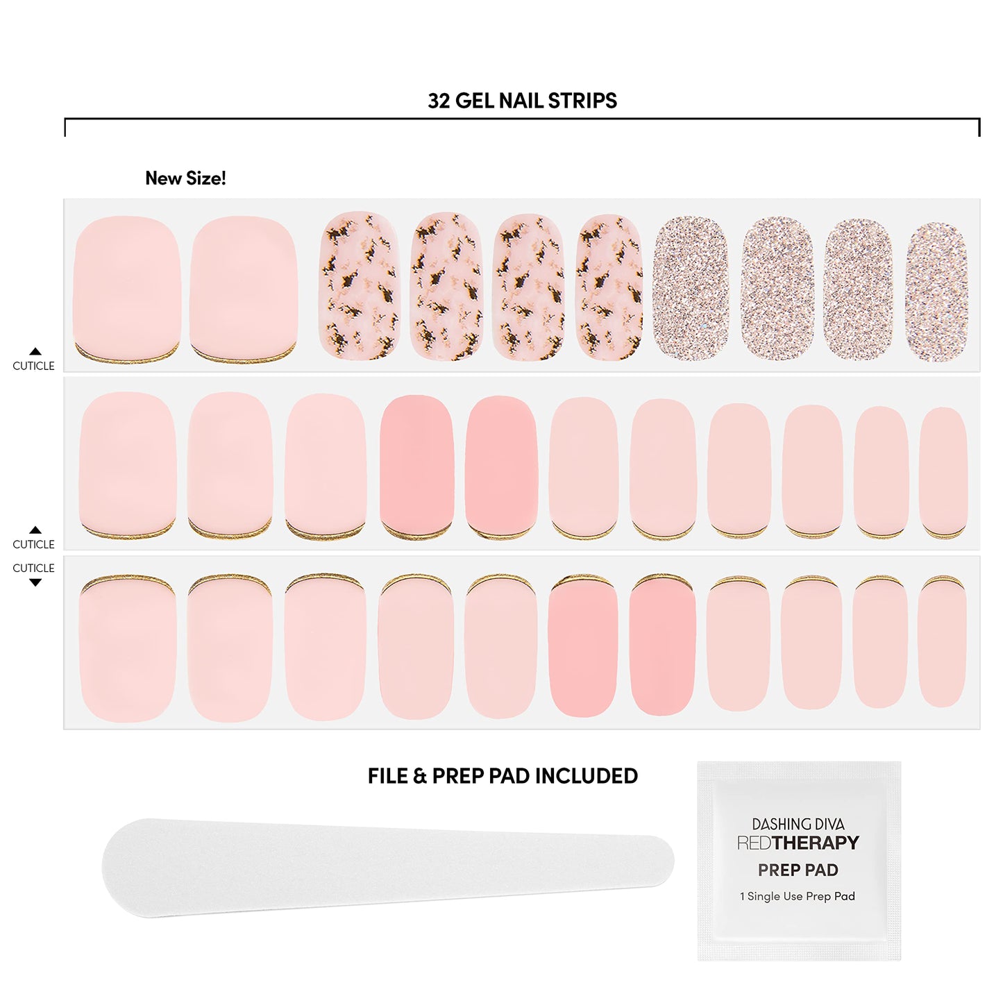 Dashing Diva Gloss Nail Strips - Feeling Flush | UV Free, Chip Resistant, Long Lasting Gel Stickers | 32 Wraps, 1 Prep Pad, 1 File Beauty & Personal Care Dashing Diva