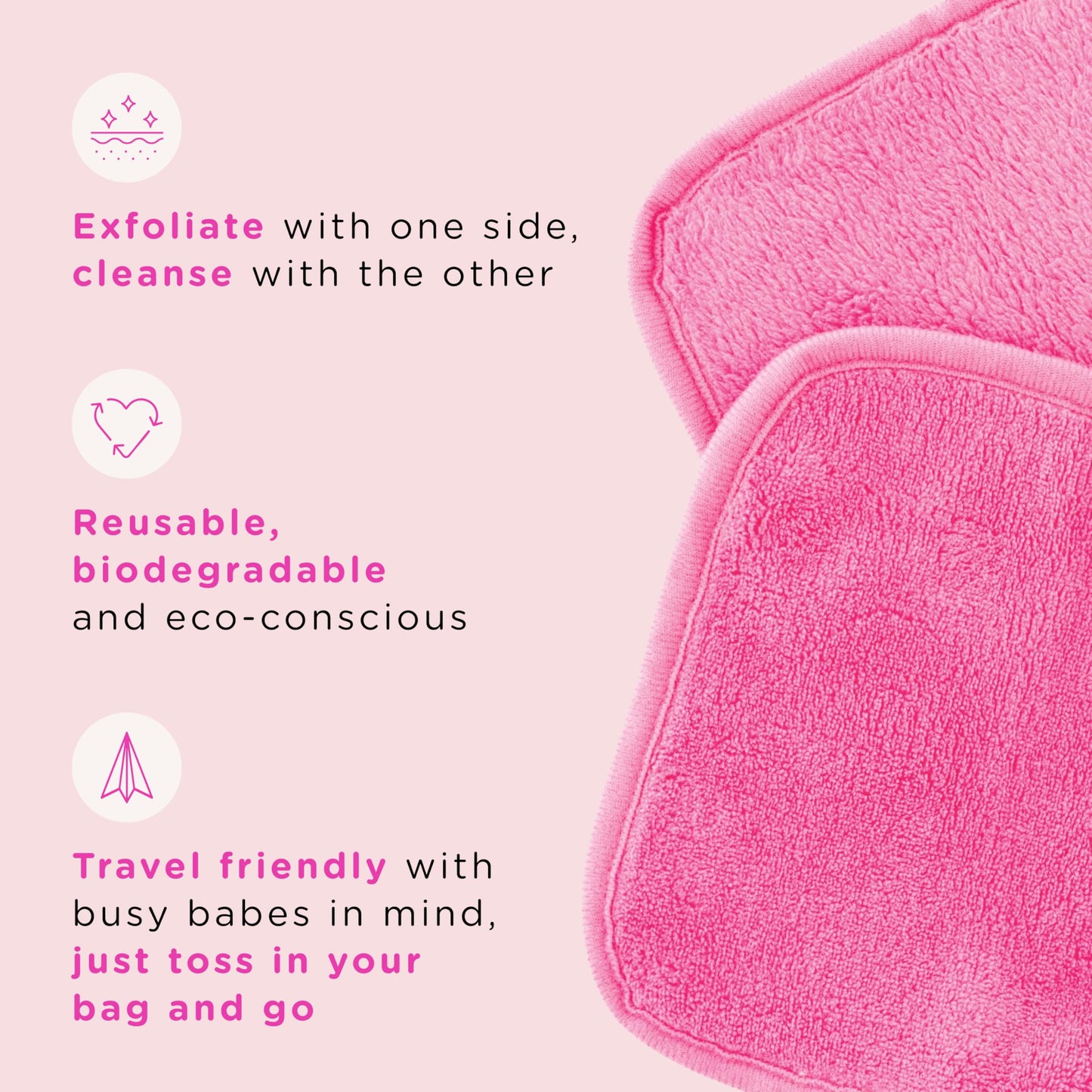 ERASE YOUR FACE Reusable Makeup Remover Cloths - Microfiber Face Towels to Cleanse & Remove Makeup - Water Activated for Sensitive Skin - Pink & Black Beauty & Personal Care ERASE YOUR FACE