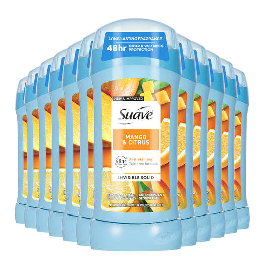 Suave Antiperspirant Deodorant For Women, Invisible Underarm Deodorant, 48hr Odor & Wetness Protection, Mango Citrus, Sensitive Skin Deodorant Solid Beauty and Personal Care Suave