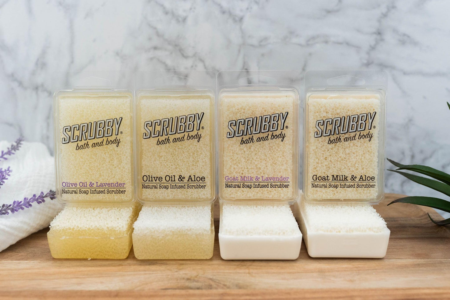 Scrubby Soap - Goats Milk & Lavender - Scented Natural Soap Infused Scrubber - Exfoliating and Hydrating Bath & Body Bar Beauty & Personal Care Scrubby