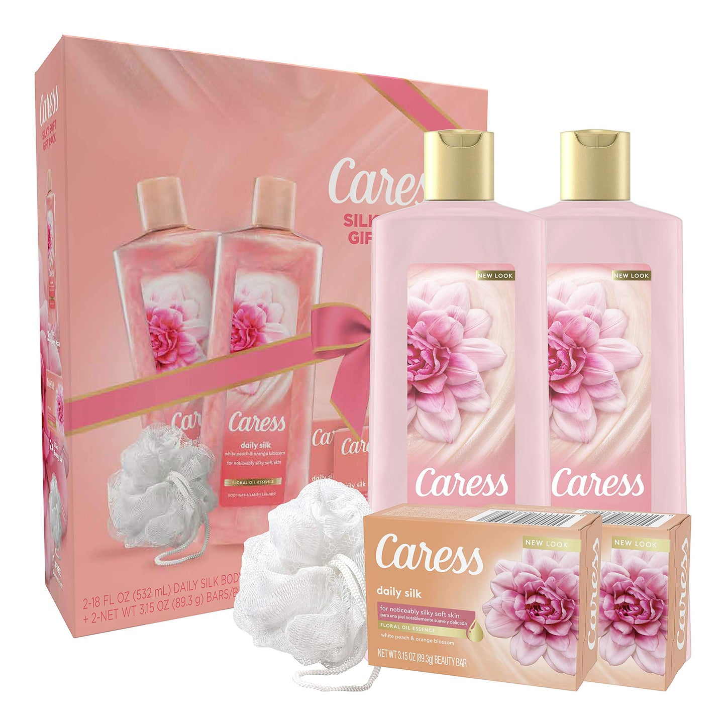 Caress Daily Silk Bar Soap & Hydrating Body Wash Gift, 4 count Beauty & Personal Care Caress
