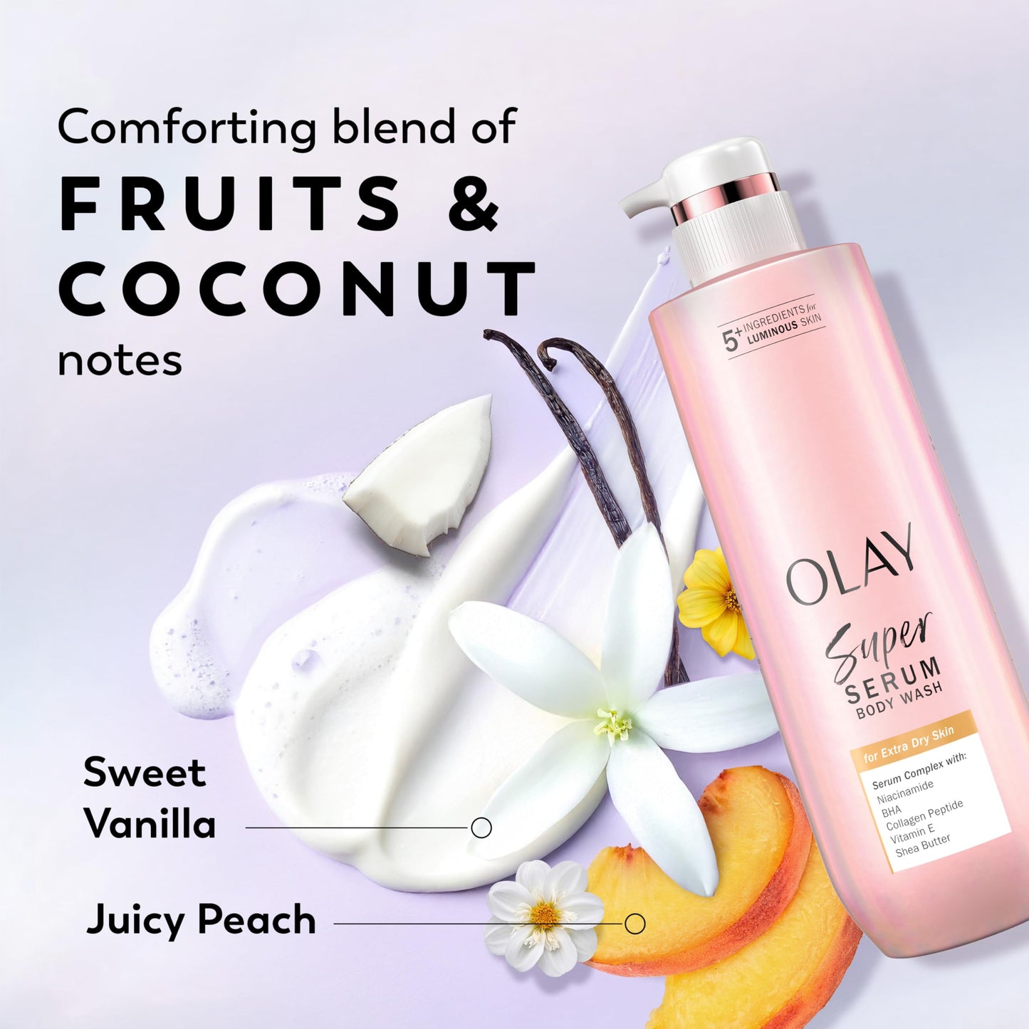 Olay Super Serum Body Wash for Extra Dry Skin, 24hr Long Lasting Rich Hydration, 5+ Ingredient Complex for Bright, Even, Firm, & Luminous Skin Beauty & Personal Care Olay