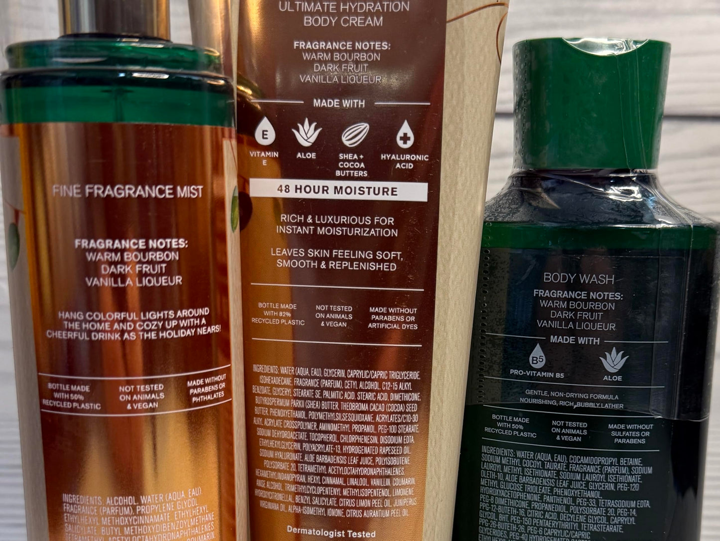 Bath & Body Works Women's Cozy Vanilla Bourbon Wash Shower Gel, Body Cream, and Fine Fragrance Mist 3 Piece Set Beauty and Personal Care Bath & Body Works