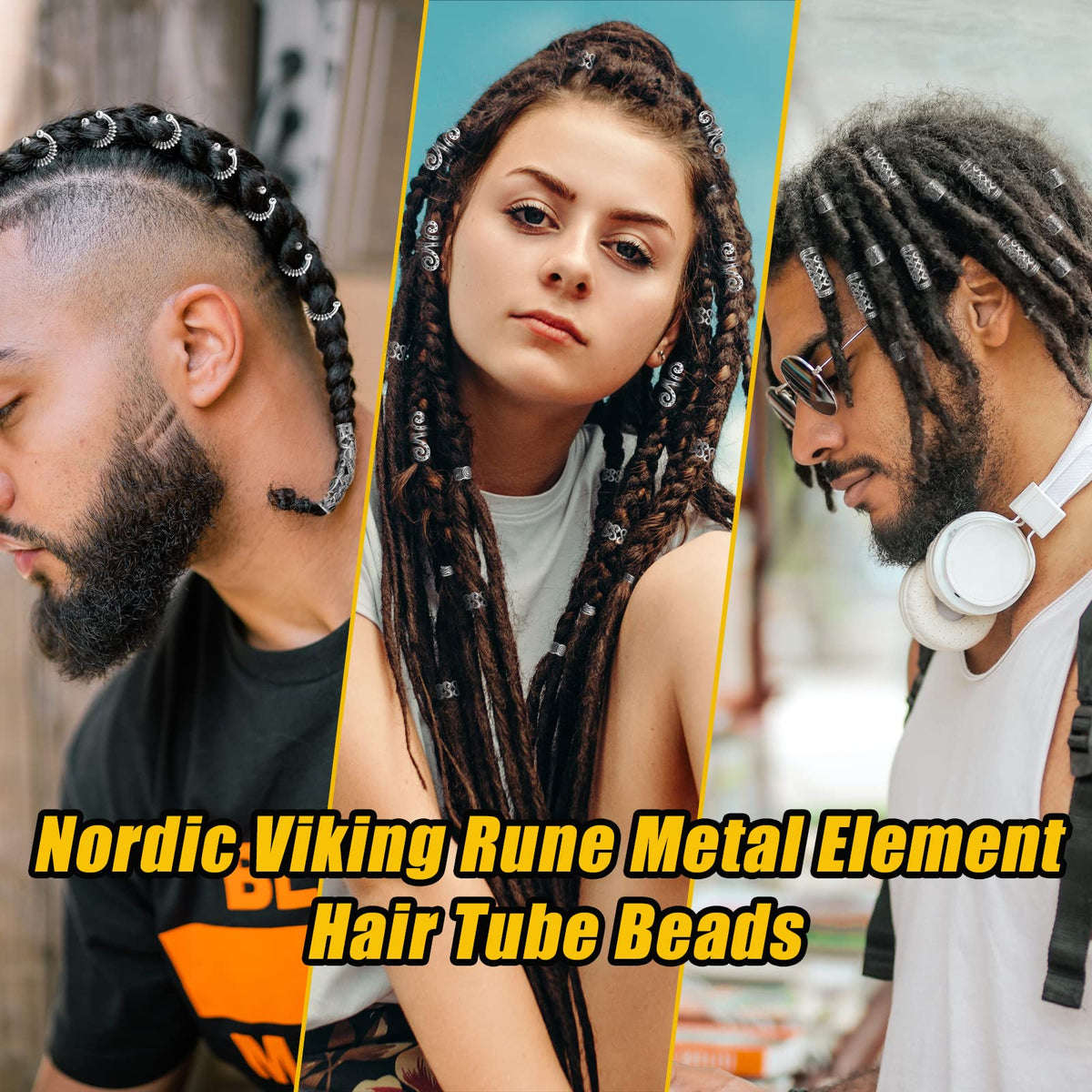 152PCS Vikings Hair Jewelry Norse Runes Tube Beads, Metal Clips Cuffs Rings, Accessories for Braids Dreadlocks Beads for Braiding Beard Decoration Beauty & Personal Care Vaikby