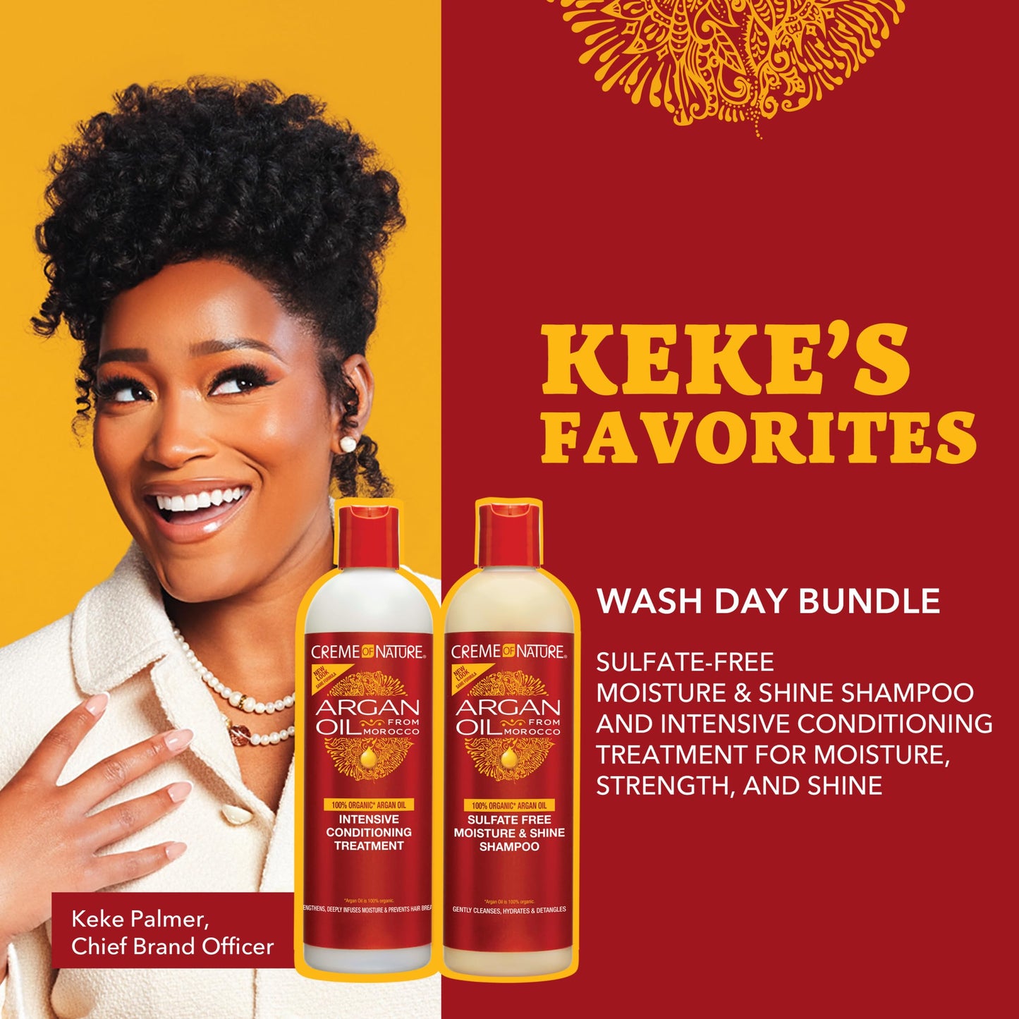 Creme of Nature Argan Oil from Morocco Sulfate-Free Moisture and Shine Shampoo and Intensive Conditioning Treatment Set, Hydrating Shine-Enhancing Beauty & Personal Care Creme of Nature