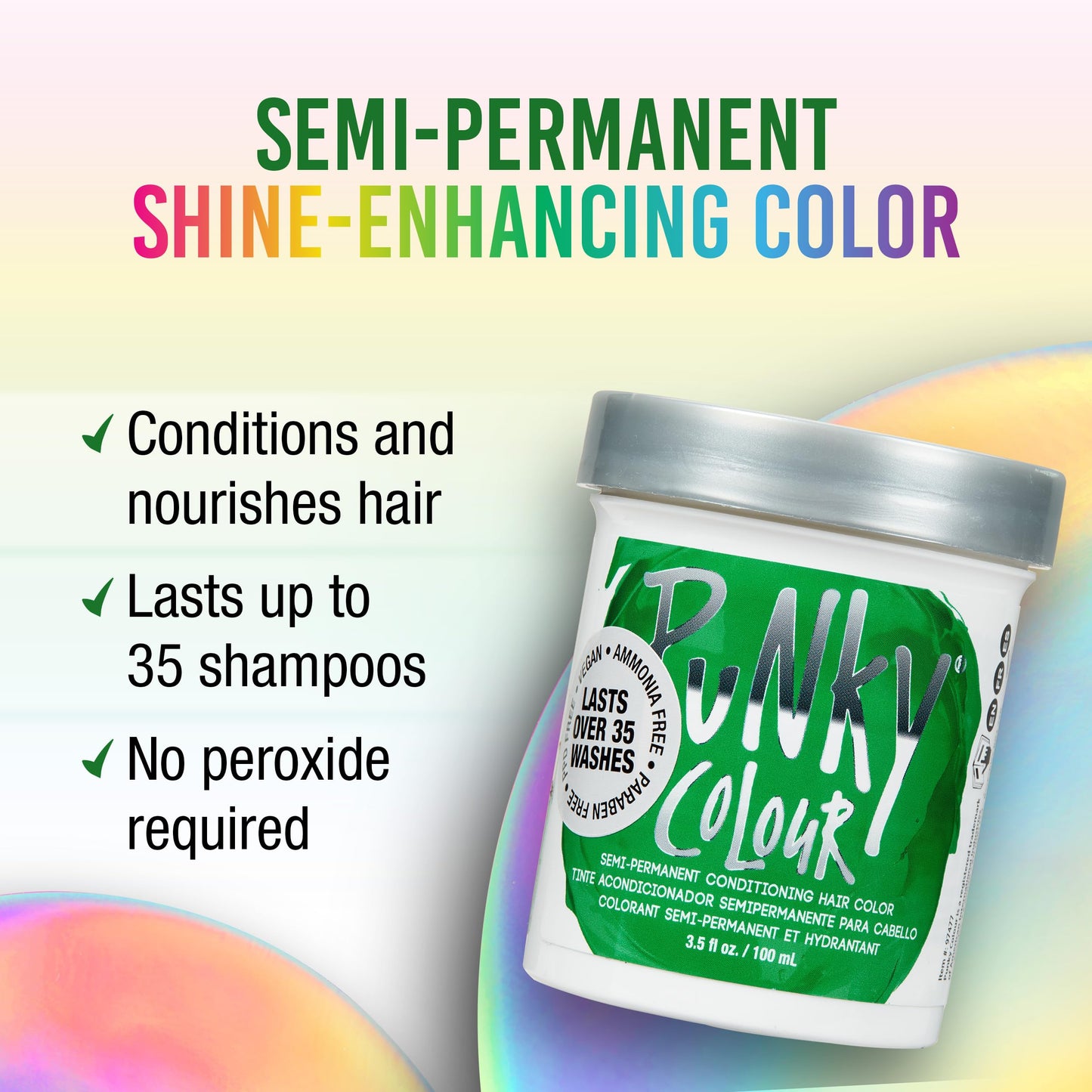 Punky Apple Green Semi Permanent Hair Color - Vegan & Cruelty-Free Conditioning Hair Dye, Lasts Up to 35 Washes, 3.5 fl oz Beauty & Personal Care Punky