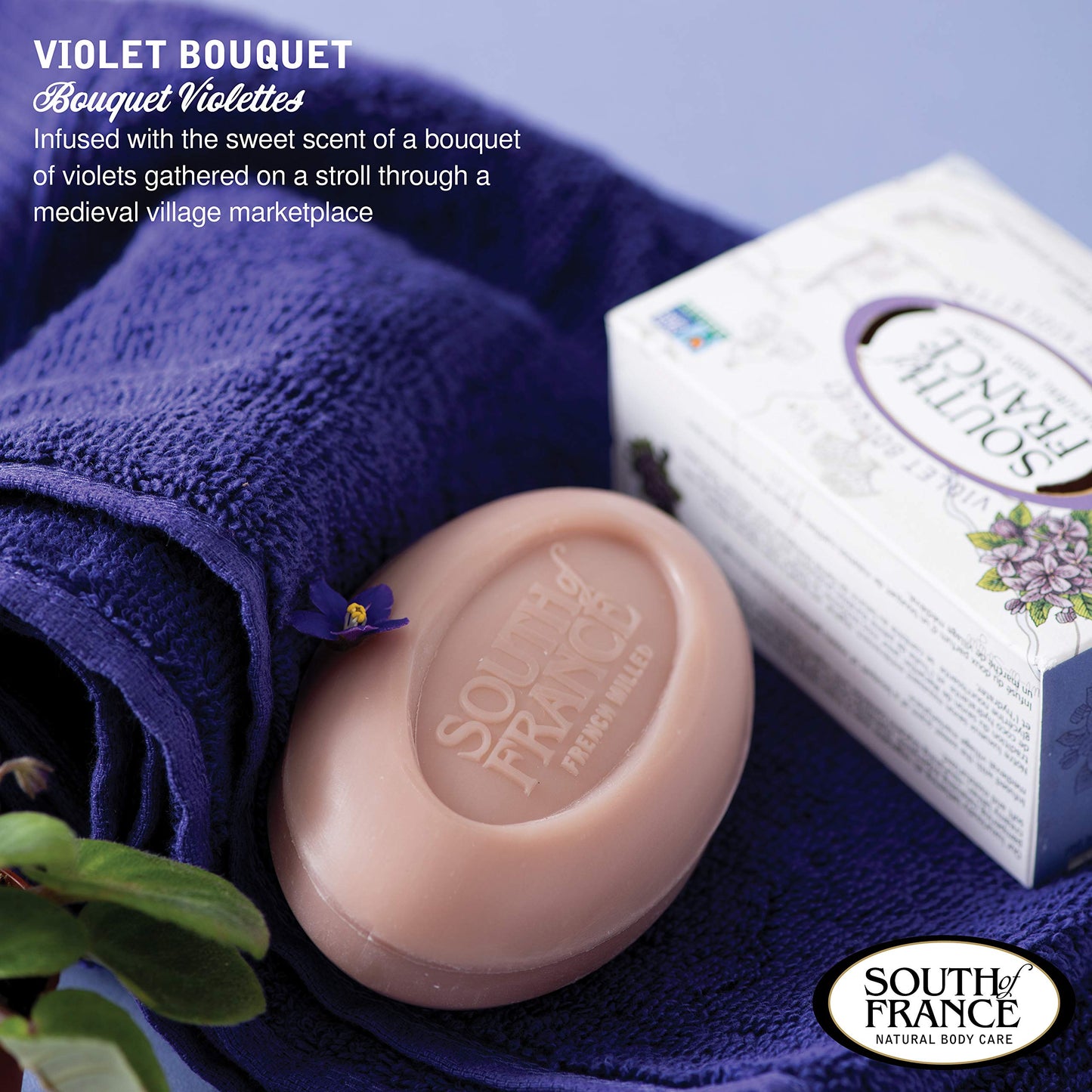 Violet Bouquet Clean Bar Soap by South of France Clean Body Care Triple-Milled French Soap with Organic Shea Butter + Essential Oils Vegan, Non-GMO Beauty & Personal Care South Of France