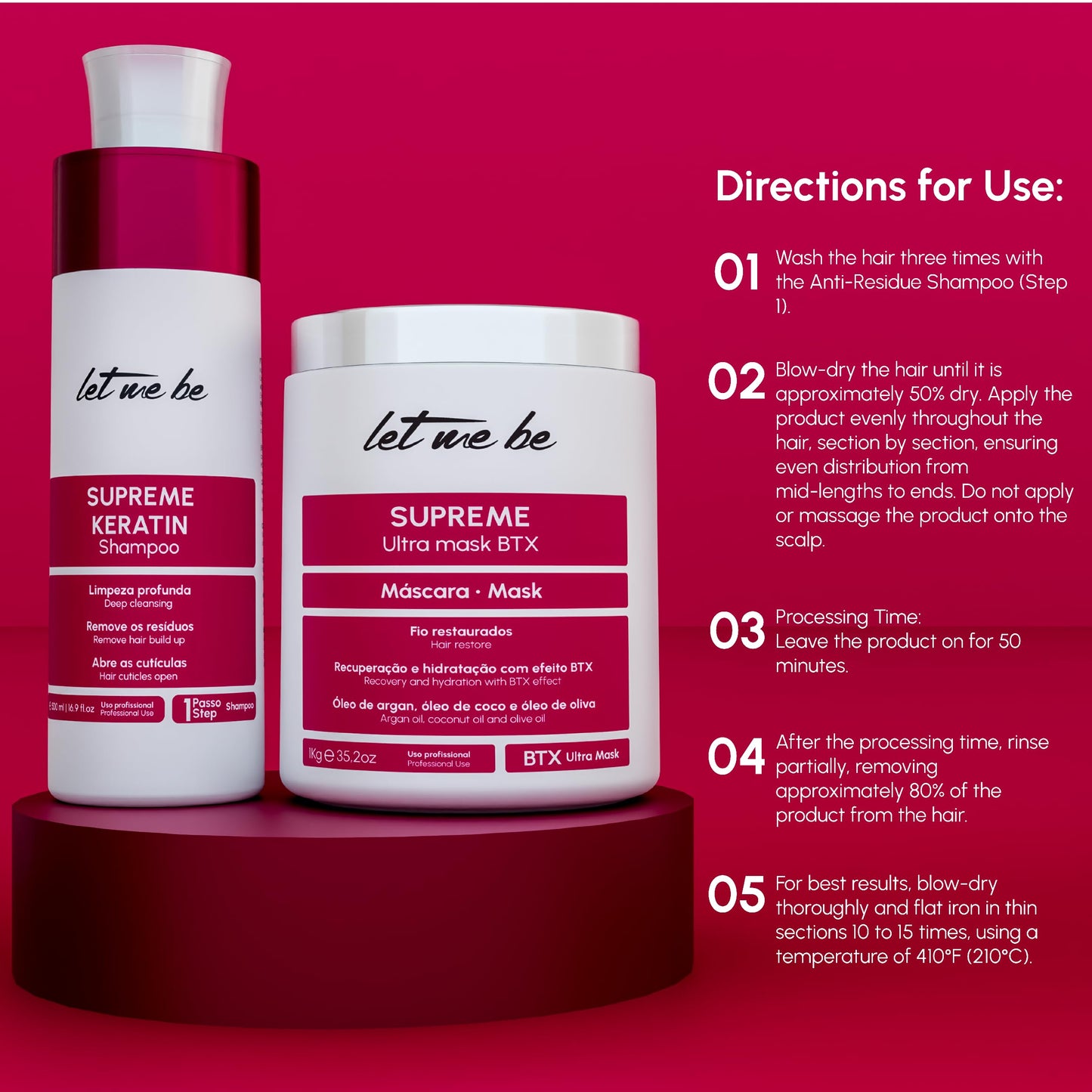 Let Me Be Supreme Hair Care Bundle - Supreme Shampoo 500ml (16.9 fl oz) & Supreme Botox Hair Treatment 1kg (35.2 oz) - Nourishing & Smoothing Care Set Beauty & Personal Care Let Me Be