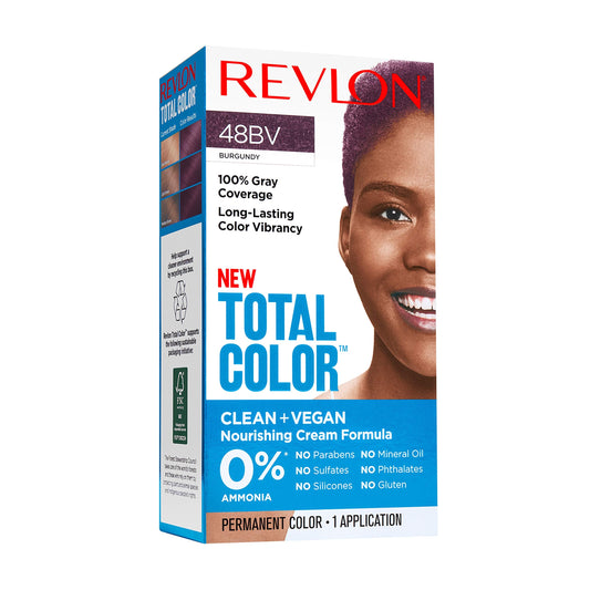 Revlon Total Color Permanent Hair Color, Clean and Vegan, 100% Gray Coverage Hair Dye, 48BV Burgundy, 3.5 oz Beauty & Personal Care REVLON