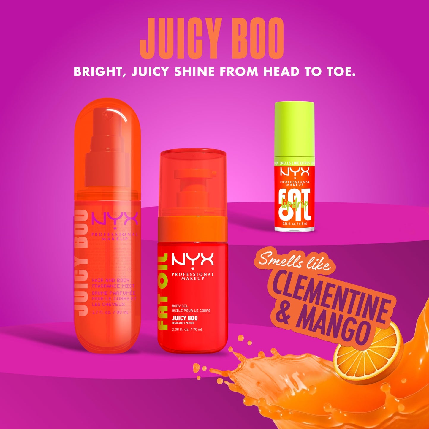 NYX PROFESSIONAL MAKEUP Fat Oil Fragrance Mist Perfume in Juicy Boo, Citrus Scented Long Lasting Hair & Body Spray, Mango & Musk Notes, Vegan Beauty & Personal Care NYX PROFESSIONAL MAKEUP