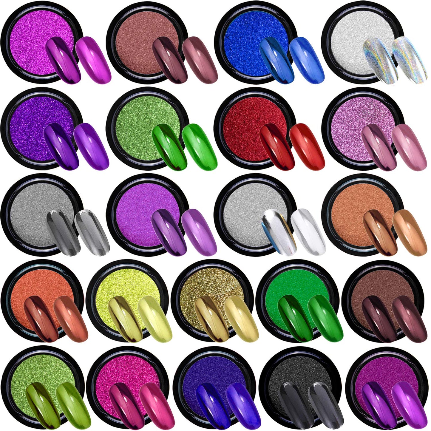 Duufin 22 Colors Chrome Nail Powders Metallic Nail Powder Mirror Effect Nail Art Chrome Powder with 22 Pcs Eyeshadow Sticks, 1g/Jar Beauty & Personal Care Duufin