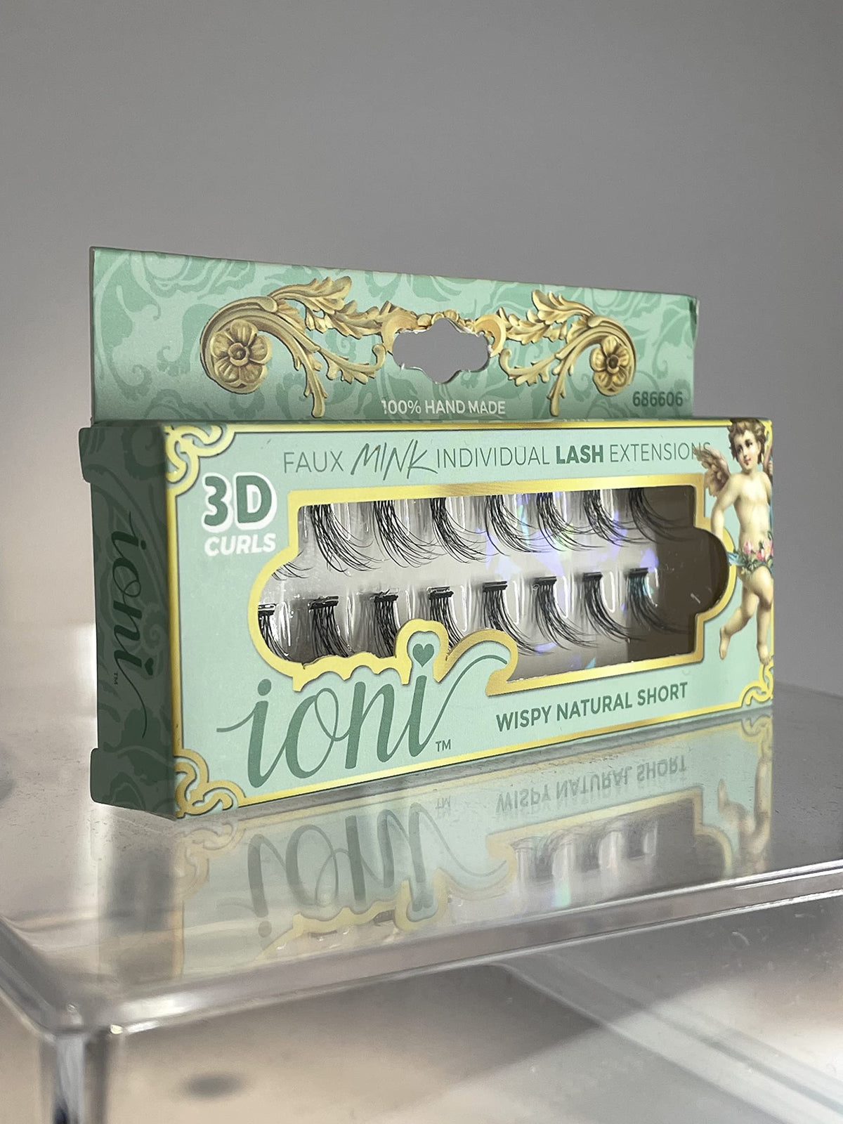Ioni Cosmetics Faux Mink Individual Lash Extensons 3-STRAND Natural-Short, Black Beauty & Personal Care IONI