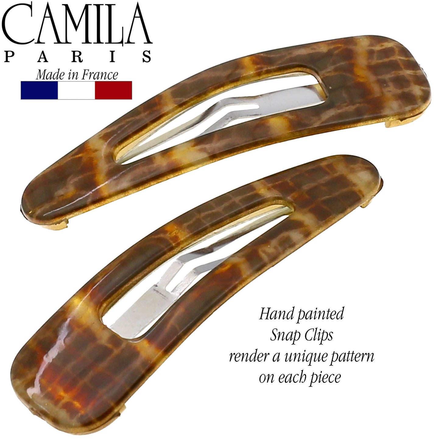 Camila Paris CP3093 French Hair Barrettes Clips, Snap Hair Slides Clic Clac for Women, Styling Girls Side Slide-in Metal Snap Pin Hair Accessories Beauty & Personal Care Camila
