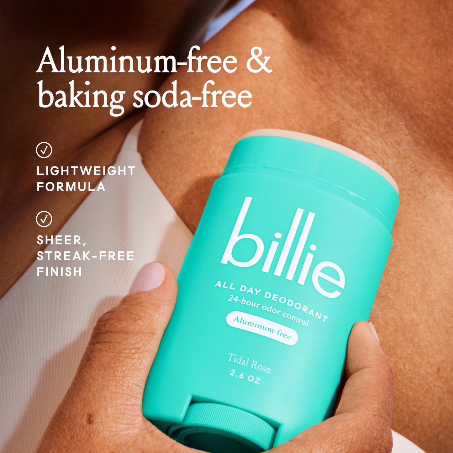 Billie All Day Deodorant, 24-hour Odor Protection, Aluminum-Free, Tidal Rose, 2.6oz Beauty and Personal Care Billie