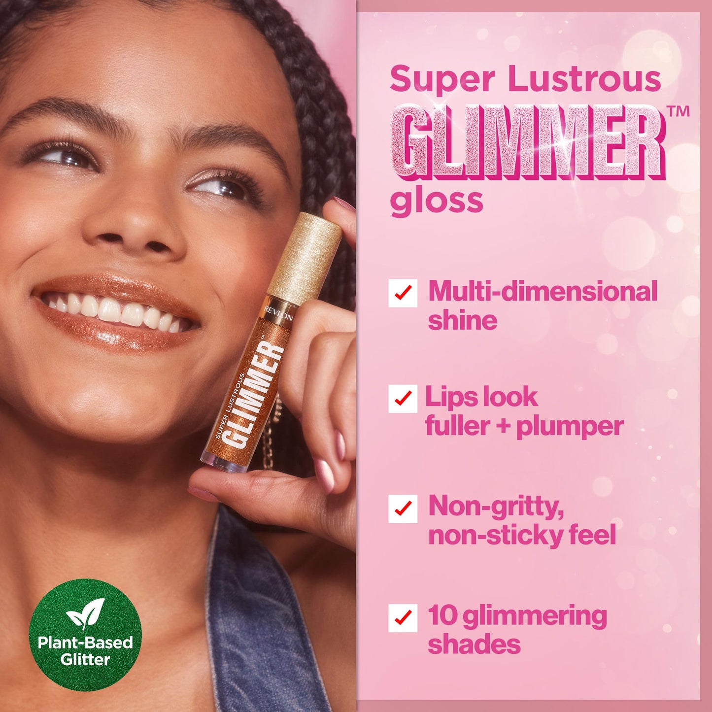 REVLON Super Lustrous Glimmer Gloss, Hydrating Lip Makeup, Non-Sticky, High-Shine Finish, Plant-Based Glitter, 010 Indigo Ice, 0.13 fl oz Beauty & Personal Care REVLON
