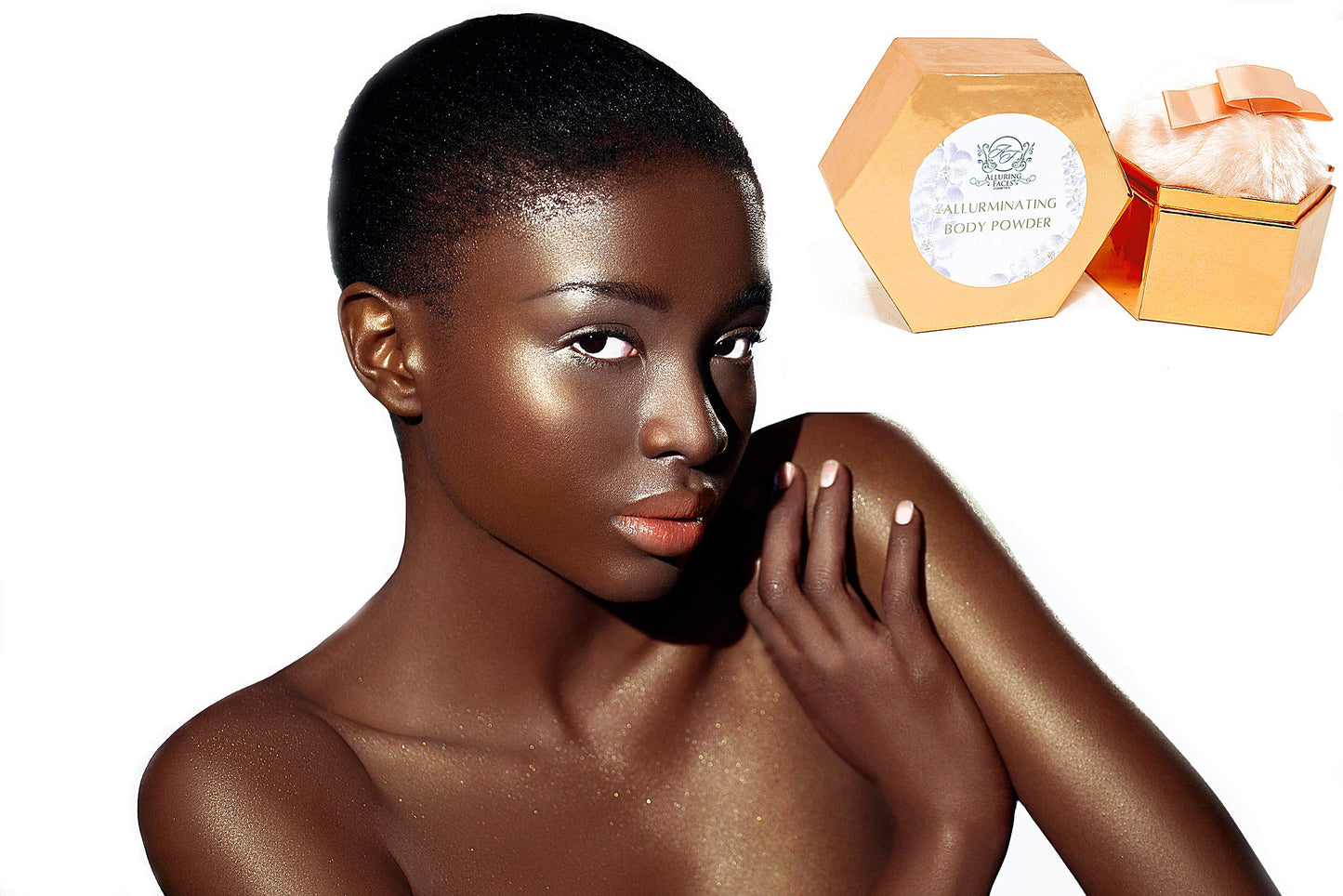 Alluring Faces Body Shimmer Powder Highlighter with Cute Pink Furry Puff Beauty & Personal Care Alluring Faces