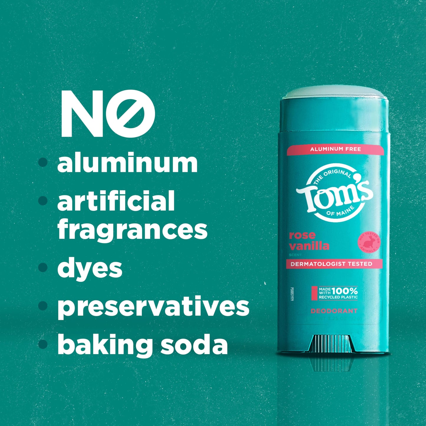 Tom’s of Maine Rose Vanilla Aluminum Free Natural Deodorant For Women & Men - Goes on Clear - Odor & Wetness Protection - Naturally Derived Beauty and Personal Care Tom's of Maine