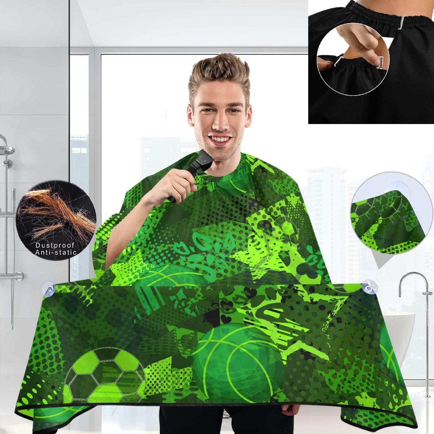 visesunny Abstract Basketball Football Sport Pattern Barber Cape Anti-Static Hair Cutting Cape with Snap Closure Professional Salon Polyester Beard Beauty and Personal Care visesunny