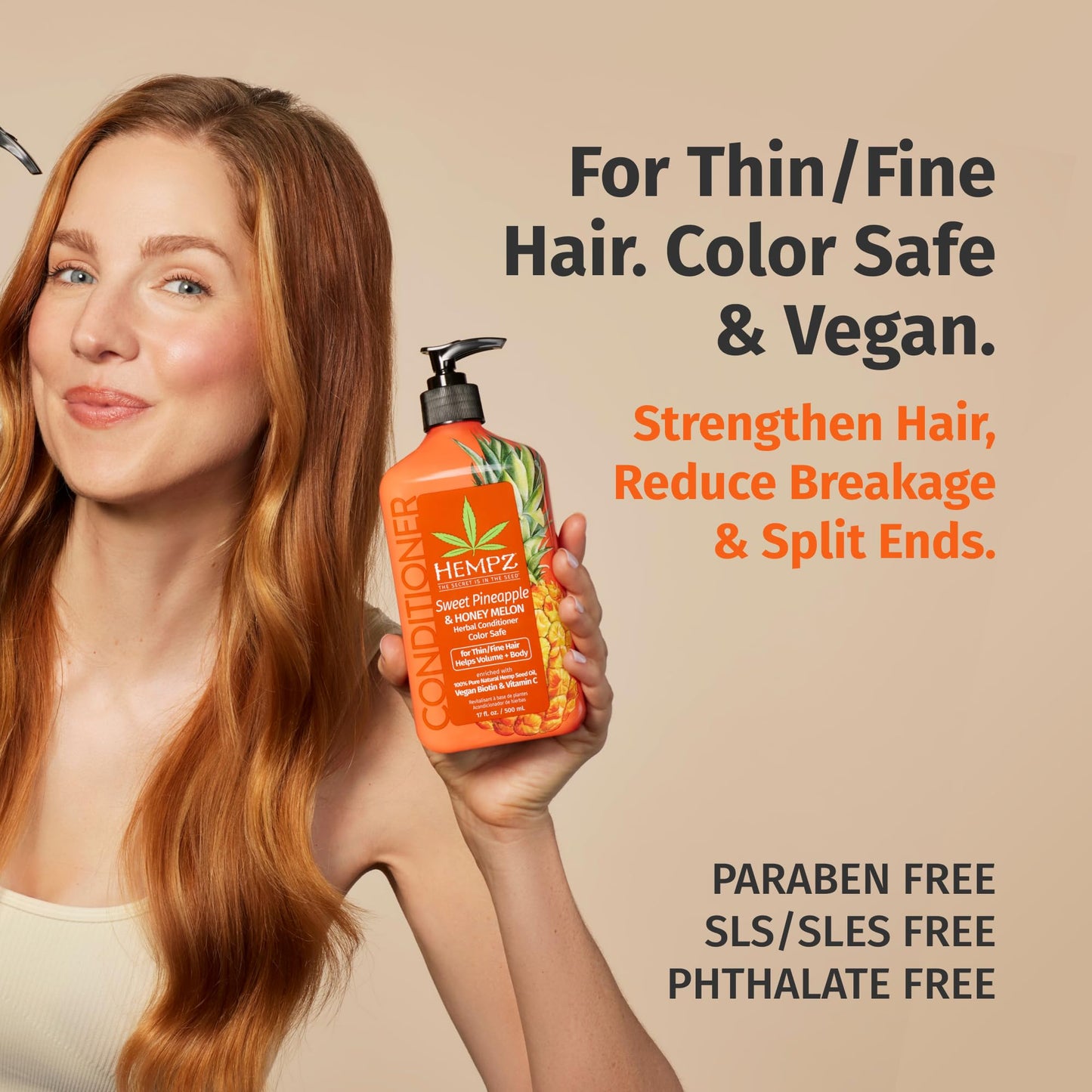 Hempz Biotin Conditioner - Sweet Pineapple & Honey Melon - For Thin/Fine Hair Growth & Strengthening of Dry, Damaged and Color Treated Hair Beauty & Personal Care Hempz