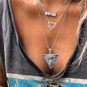 DoubleNine Ethnic Bohemian Silver Arrow Archer Pendant Retro Multistrand Necklace Hippy Vintage Jewelry for Women and Girls Beauty & Personal Care Doubnine