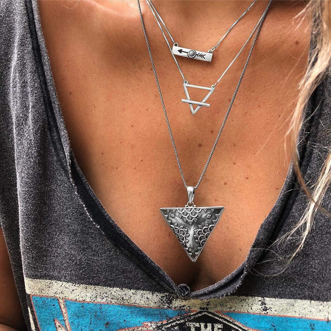 DoubleNine Ethnic Bohemian Silver Arrow Archer Pendant Retro Multistrand Necklace Hippy Vintage Jewelry for Women and Girls Beauty & Personal Care Doubnine