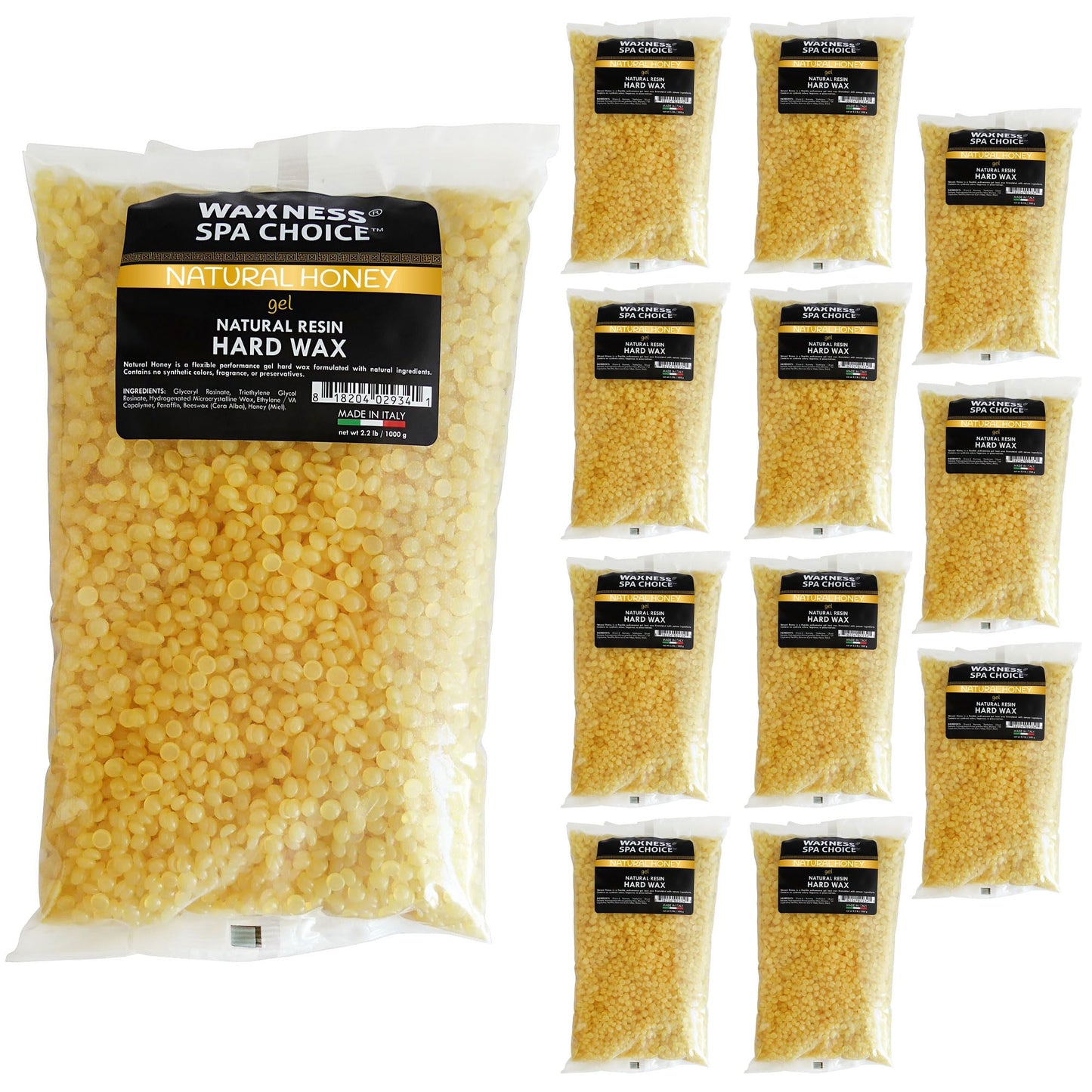 Waxness Spa Choice Natural Honey Gel Hard Wax Beads 2.2 lb / 1 kg Pack of 12 Beauty and Personal Care Waxness