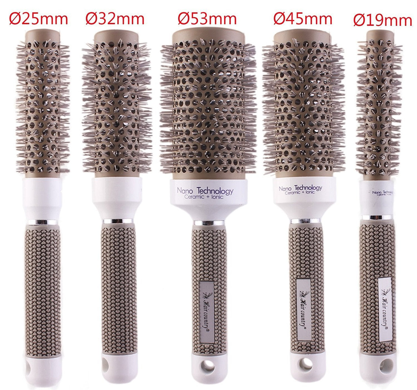 PERFEHAIR Round Thermal Brush Set, Professional Nano Ceramic & Ionic Barrel Hair Styling Blow Drying Curling Brush, 5 Different Sizes Beauty & Personal Care PERFEHAIR