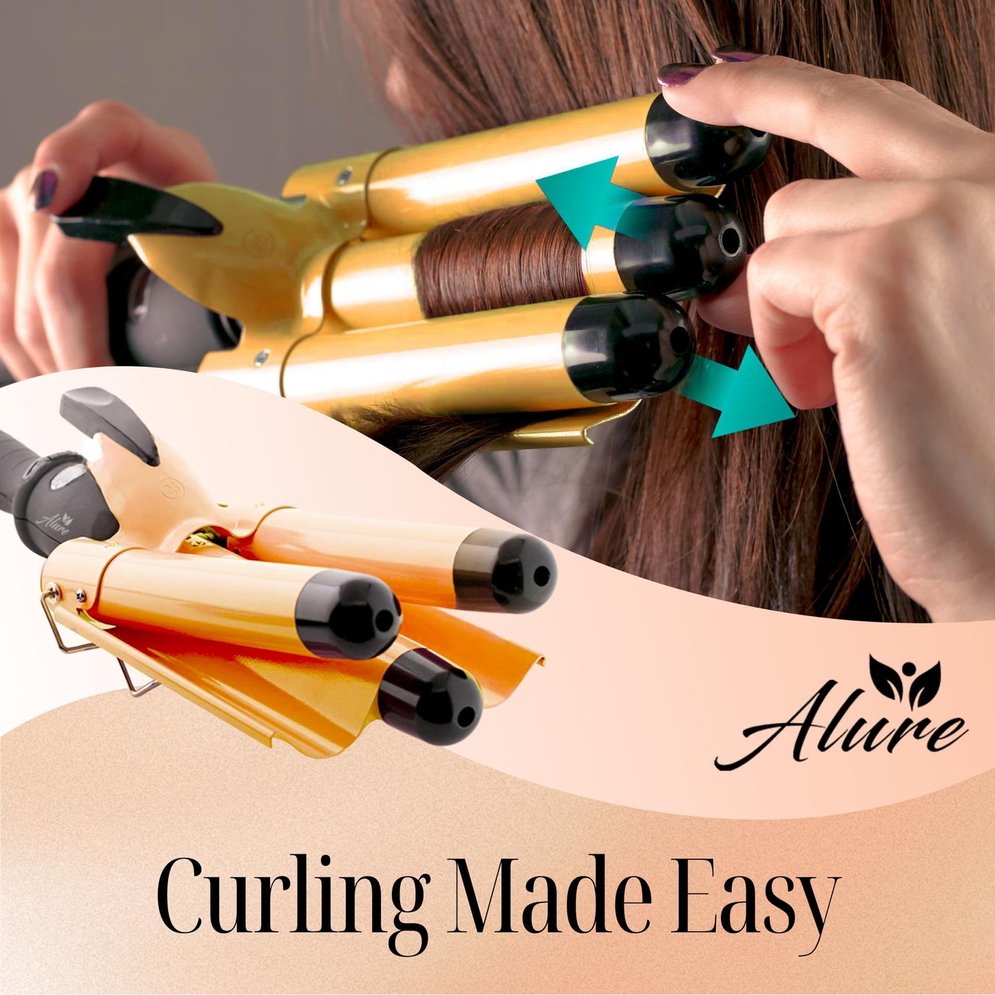 Alure Three Barrel Curling Iron Wand with LCD Temperature Display - 1 Inch Ceramic Tourmaline Triple Barrels, Dual Voltage Crimping Tool, Best Hair Beauty & Personal Care Asani