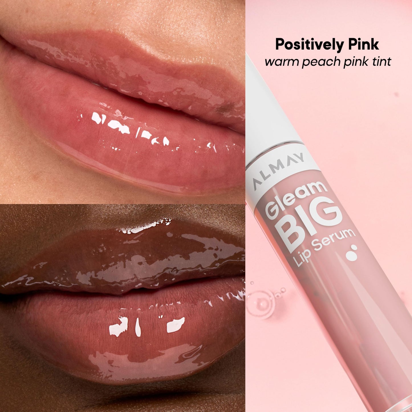 Almay Gleam Big™ Lip Serum, Hydrating and Moisturizing, Hypoallergenic Lip Gloss, Non-Sticky, 100 Positively Pink, 0.13 fl oz Beauty & Personal Care Almay