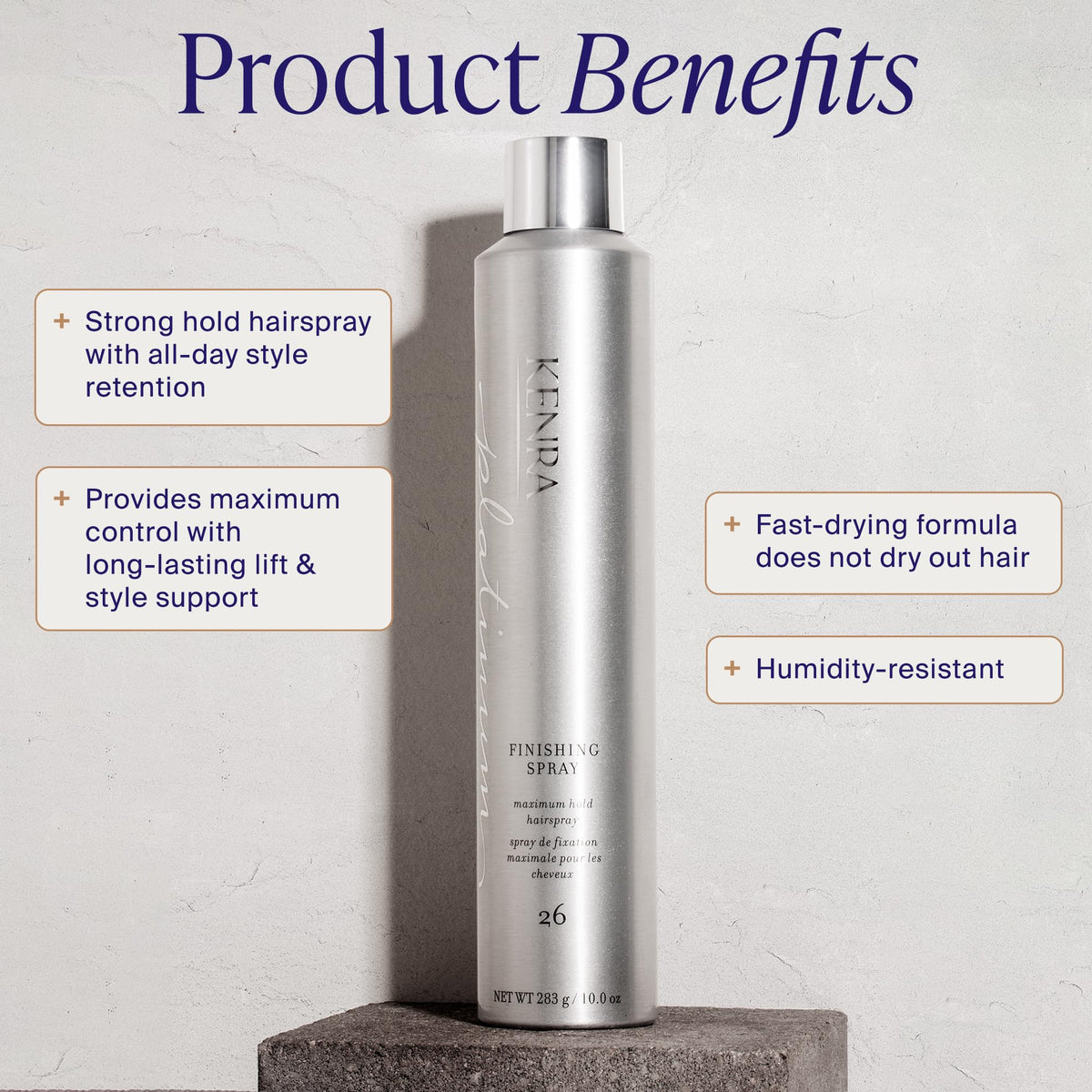 Kenra Platinum Finishing Spray 26 80% | Maximum Hold Hairspray | Fast-drying, Non-Flaking, Non-Drying | Humidity-Resistant |All-Day Style Retention