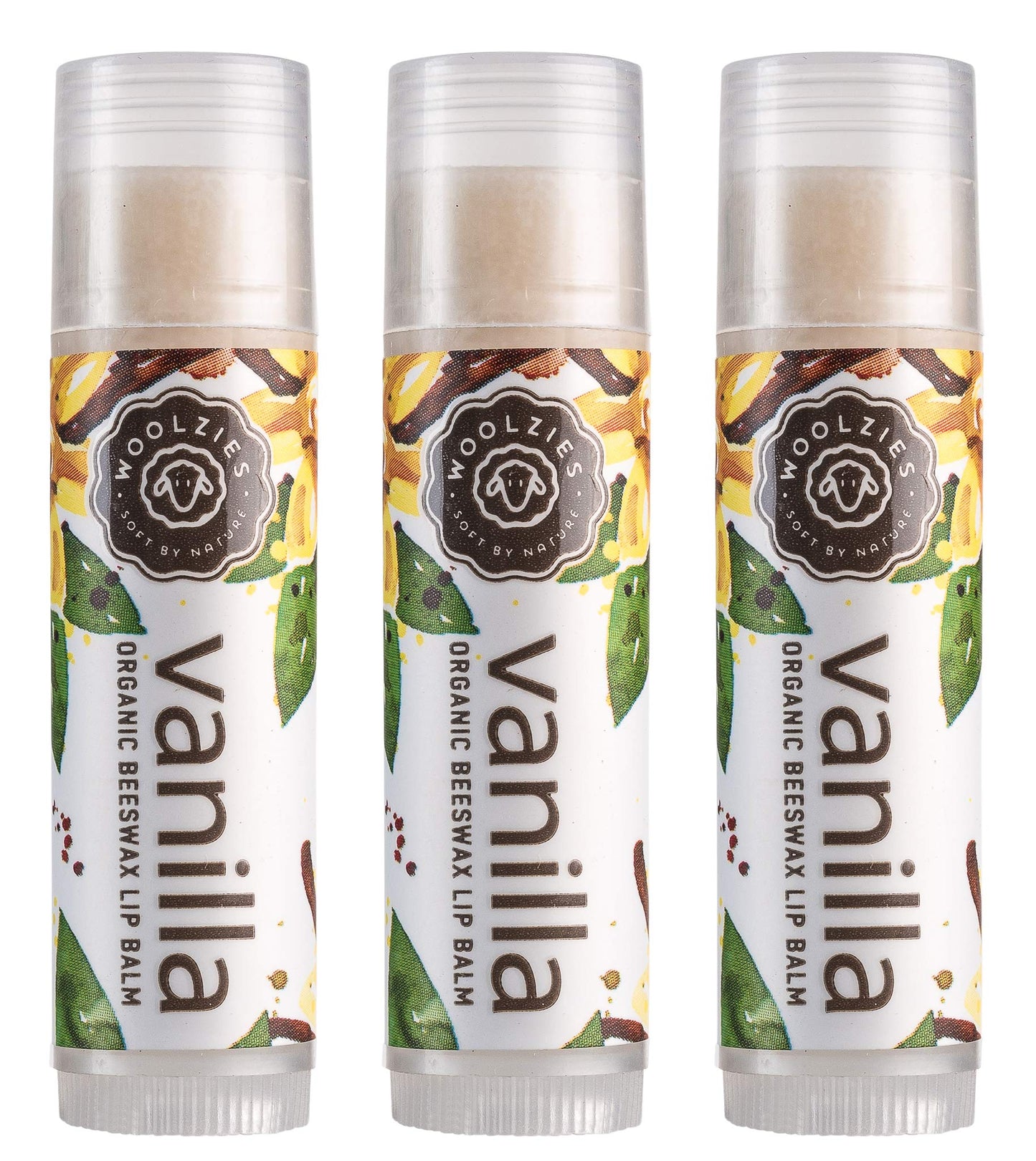 Lip Balm Set: Woolzies All-Natural Shea Butter, Beeswax, Coconut Oil, Vitamin E Infused Lip Moisturizer Care (3 Pack, Vanilla Mint) Beauty and Personal Care Woolzies