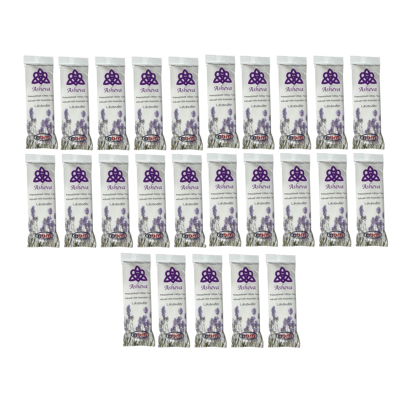 Asheva 8" x 9" Individually Wrapped Oshibori Disposable Towels - Luxurious Moist Cotton Hot/Cold Refreshment Towel - Lavender, Lemon, or Tea Tree Beauty & Personal Care GBM