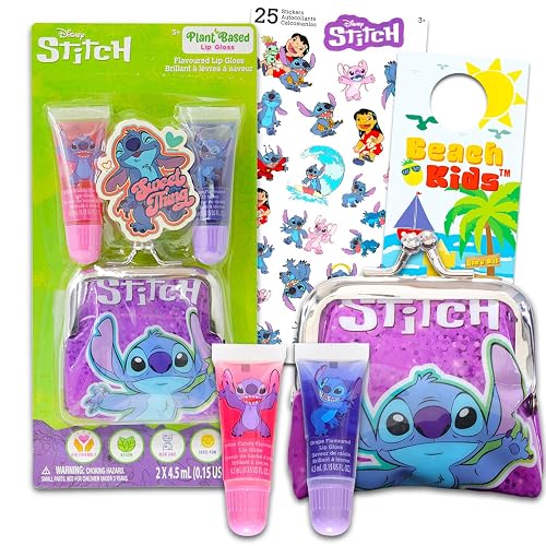 Stitch Lip Gloss Tubes - Bundle with 2 Lilo & Stitch Lip Gloss in Assorted Flavors for Party Favors Plus Coin Purse, Stickers, More | Lilo & Stitch Beauty & Personal Care Lilo and Stitch