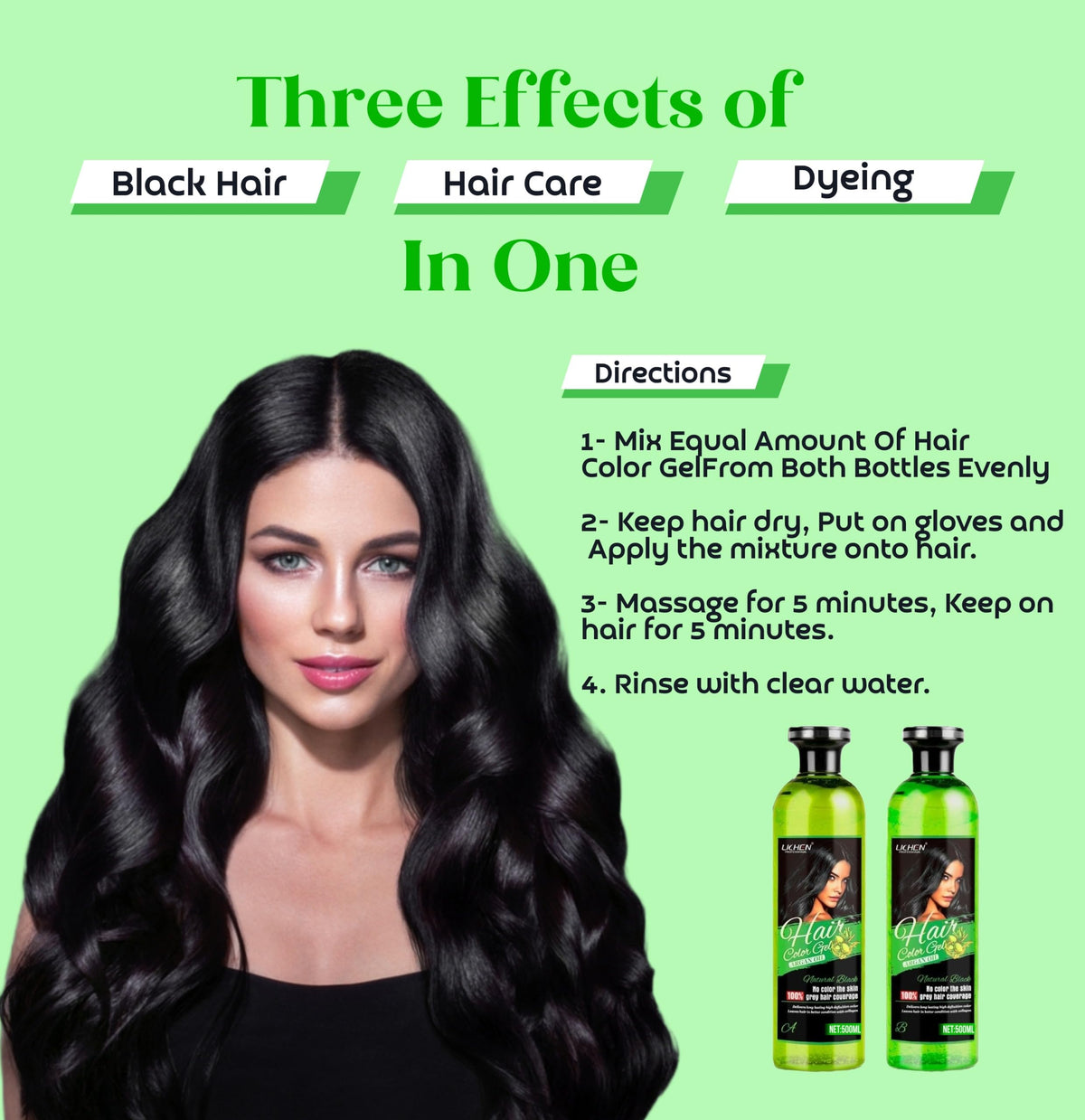 Lichen Organic Black Hair Color Gel for Women and Men with Argan Oil | Ammonia-Free, Damage-Free I 100% Natural Grey Hair Coverage I 500ml + 500ml