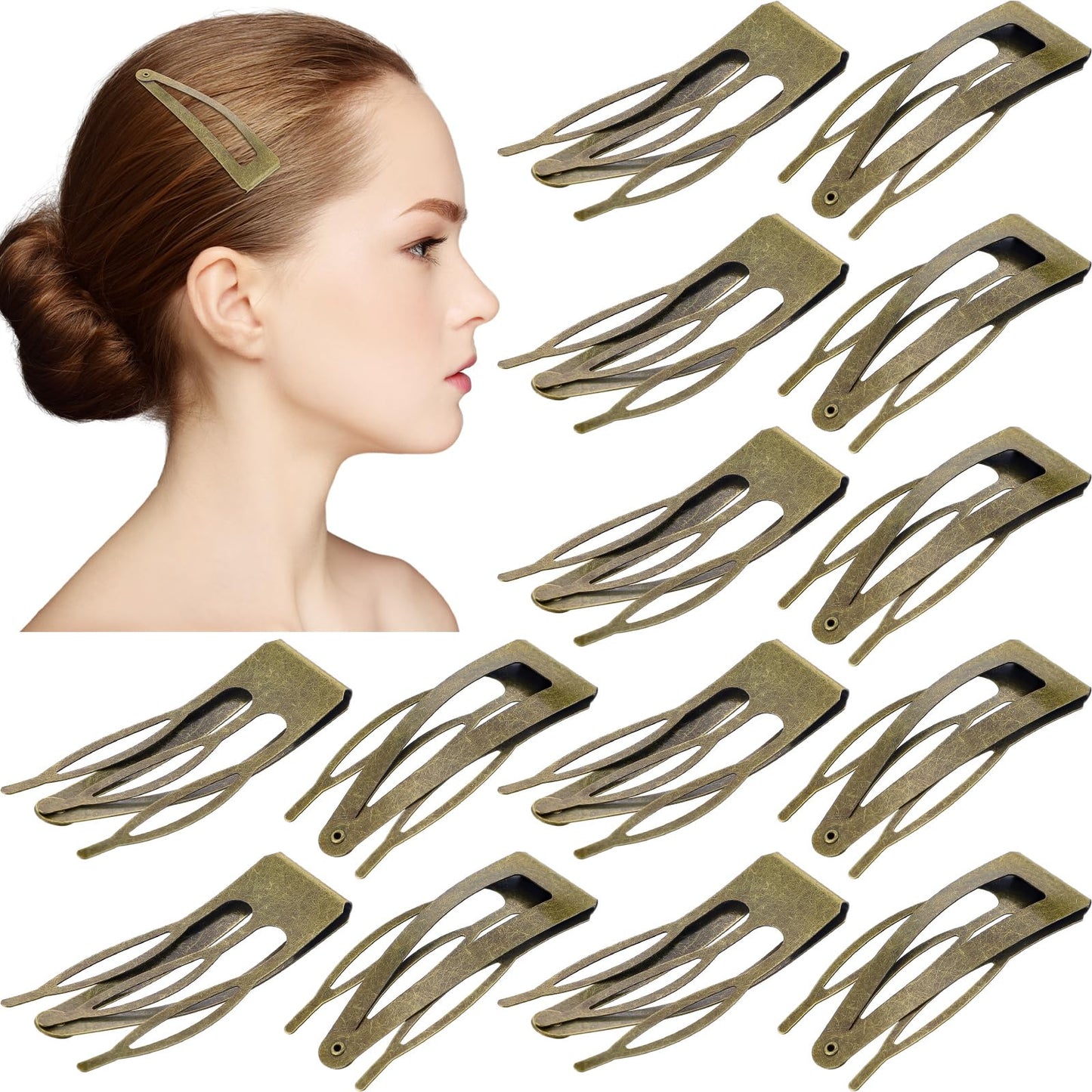 Chinco Ancient Bronze 24 Pcs Double Grip Hair Clips Metal Snap Clips Women Barrettes for Hair Making, Salon Supplies (2.8 Inch) Beauty and Personal Care Chinco Default Title