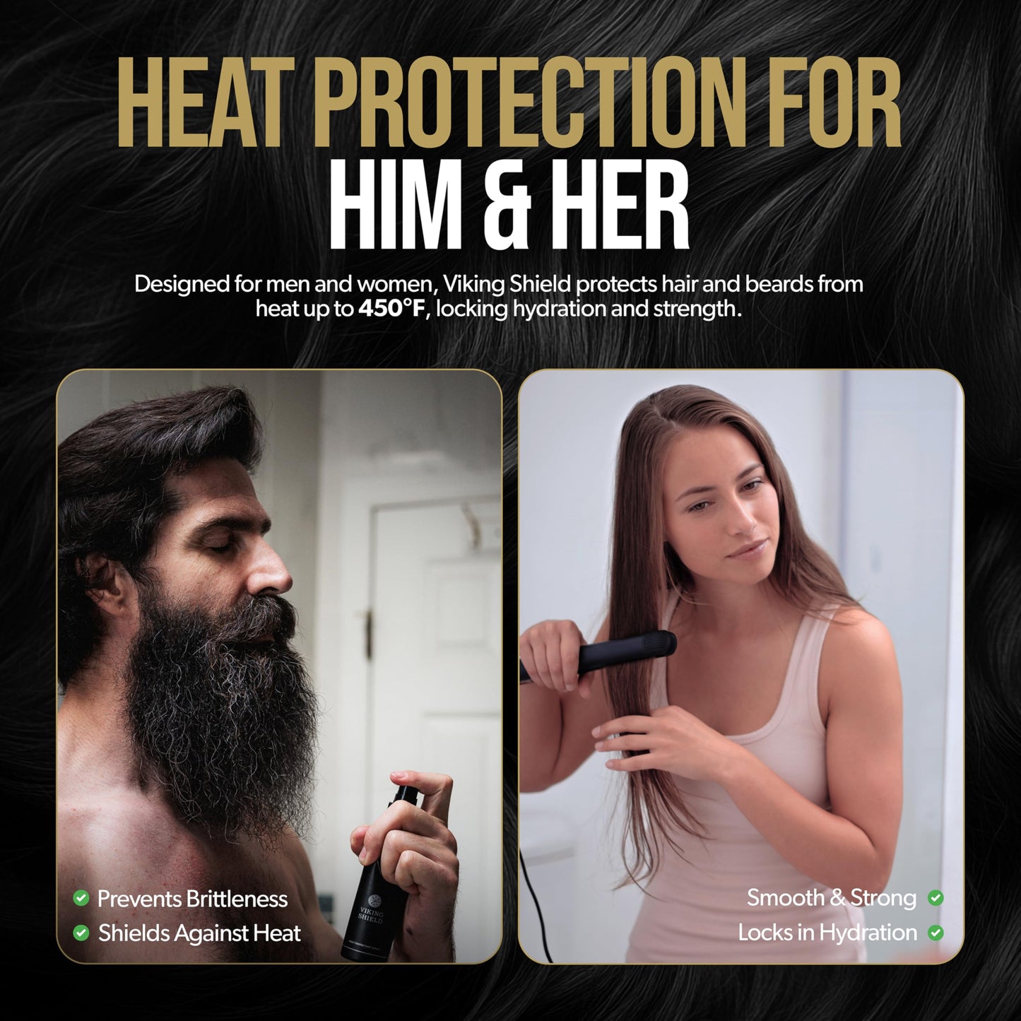 Beard & Hair Heat Protectant Spray - Viking Shield Beard Spray for Men, Protects Hair from Heat Damage of Straightener and Styling - Argan Oil Thermal Beauty & Personal Care The Beard Struggle