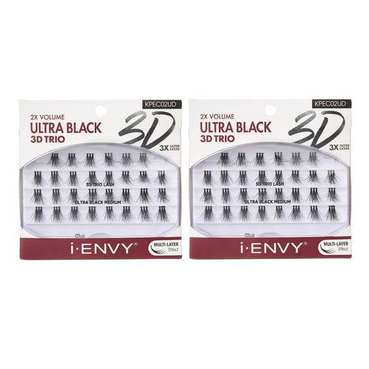 i-ENVY 3D Trio Ultra Black Lash Medium Length (2 Pack) Natural Fluffy Effect