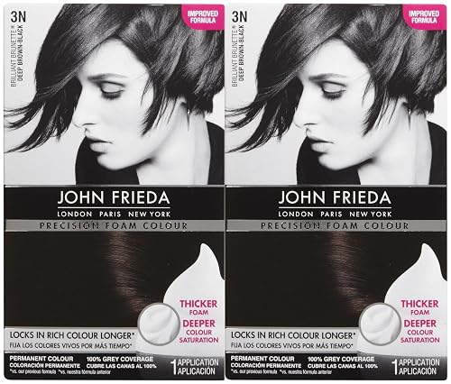 John Frieda Precision Foam Hair Colour, Deep Brown Black 3N, 2 pk Beauty & Personal Care John Frieda
