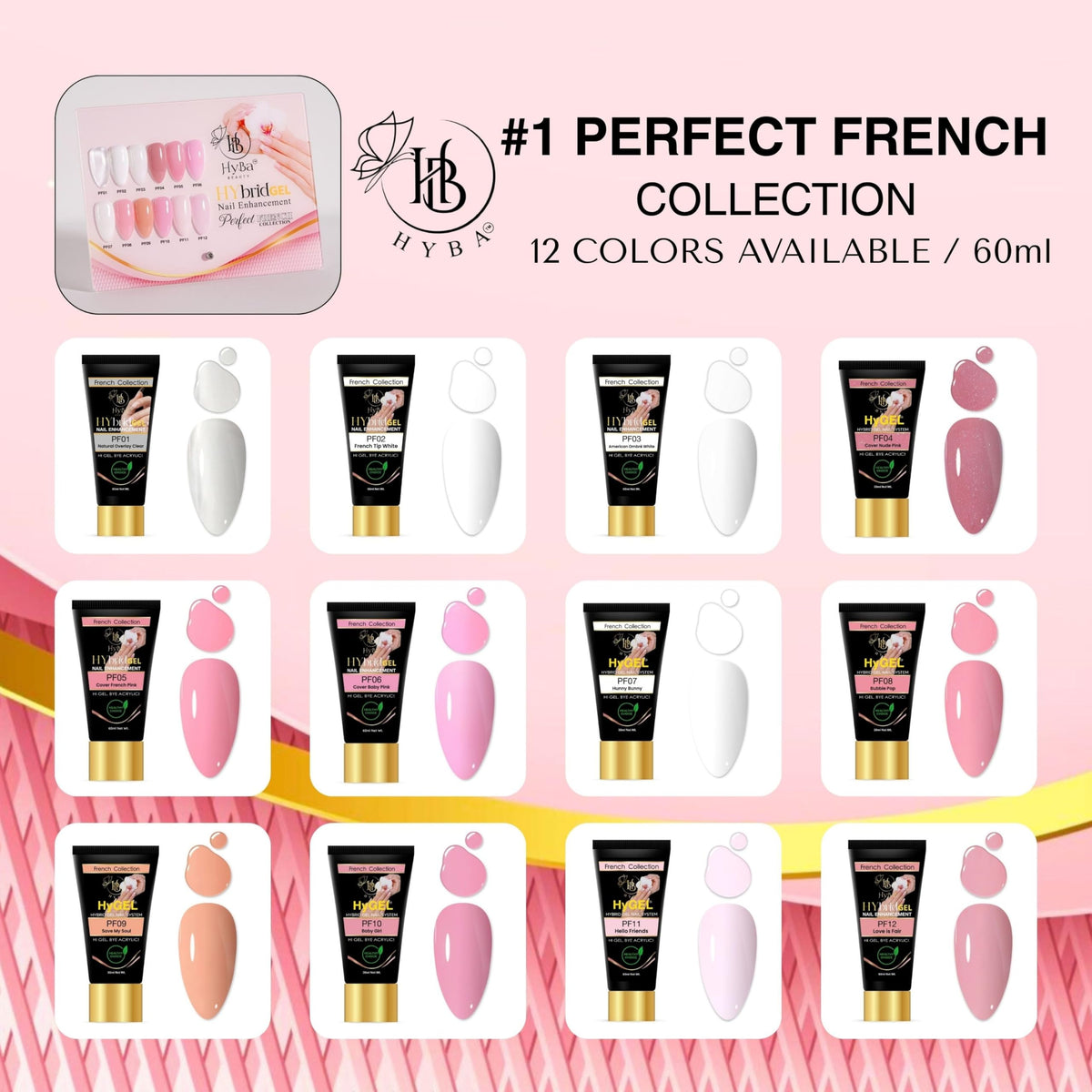 HyGEL 60ml Hybrid Gel Nail Polish, PF08 Bubble Pop Pink