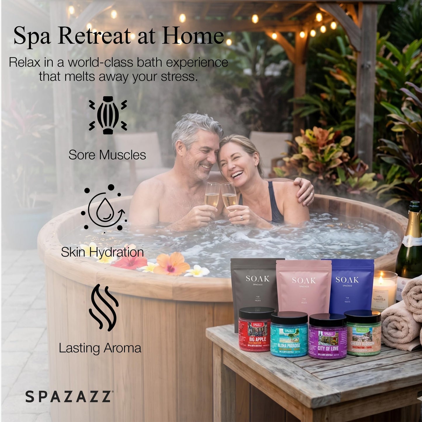 Spazazz Gift Bundle Set - 7oz Aromatherapy Mineral Bath Soak Variety & 4oz Destination Collection Bath Salts, Tumbler, Straws, Bath Salt Scoop & Mini Beauty and Personal Care Spazazz