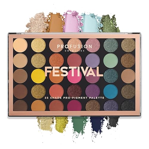 Profusion Cosmetics 35 Shade Eyeshadow Palette - Ultra-Pigmented Powder in Bright, Vibrant Colors for Stunning Eye Looks, Skin-Friendly, Vegan Beauty & Personal Care Profusion Cosmetics