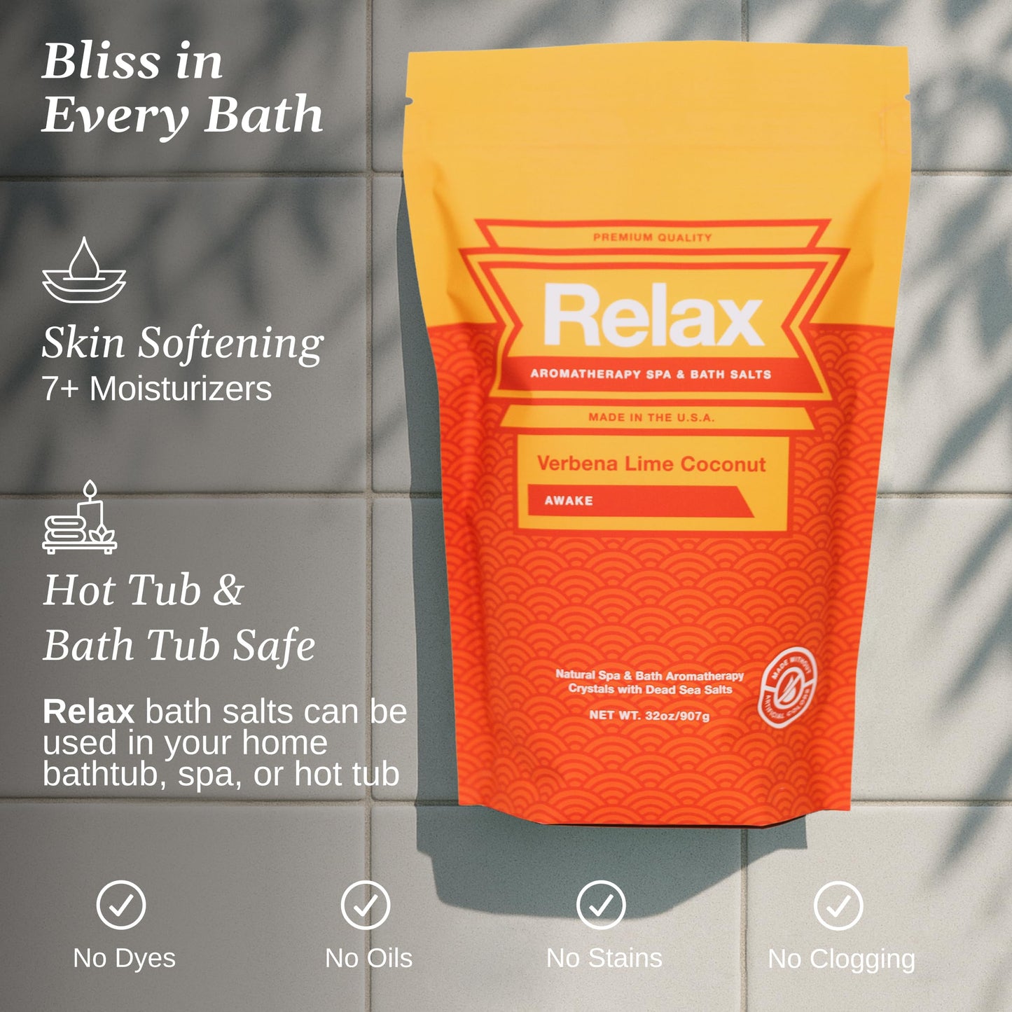 Relax Spa & Bath Aromatherapy Bath Salts for Hot Tub, Bath, or Spa, 2LB Bag Infused with Magnesium, Bath Salt for Soaking, Verbena Lime Scent Beauty and Personal Care Relax Spa & Bath