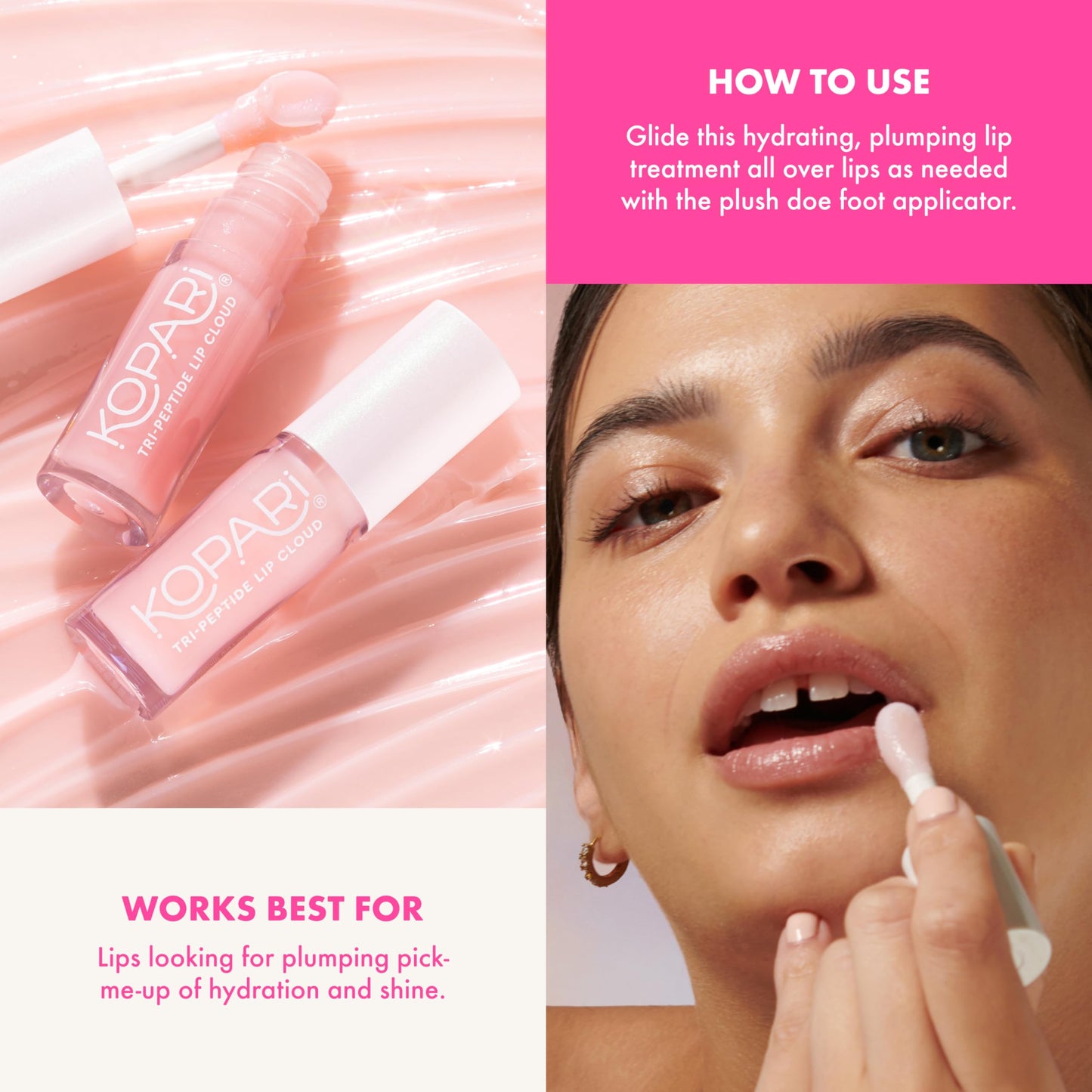 Kopari Tri-Peptide Lip Cloud, Infused with Ceramides & Hyaluronic Acid, Visibly Softens, Smooths, and Plumps Lips, Locks in Moisture & Hydration Beauty & Personal Care Kopari