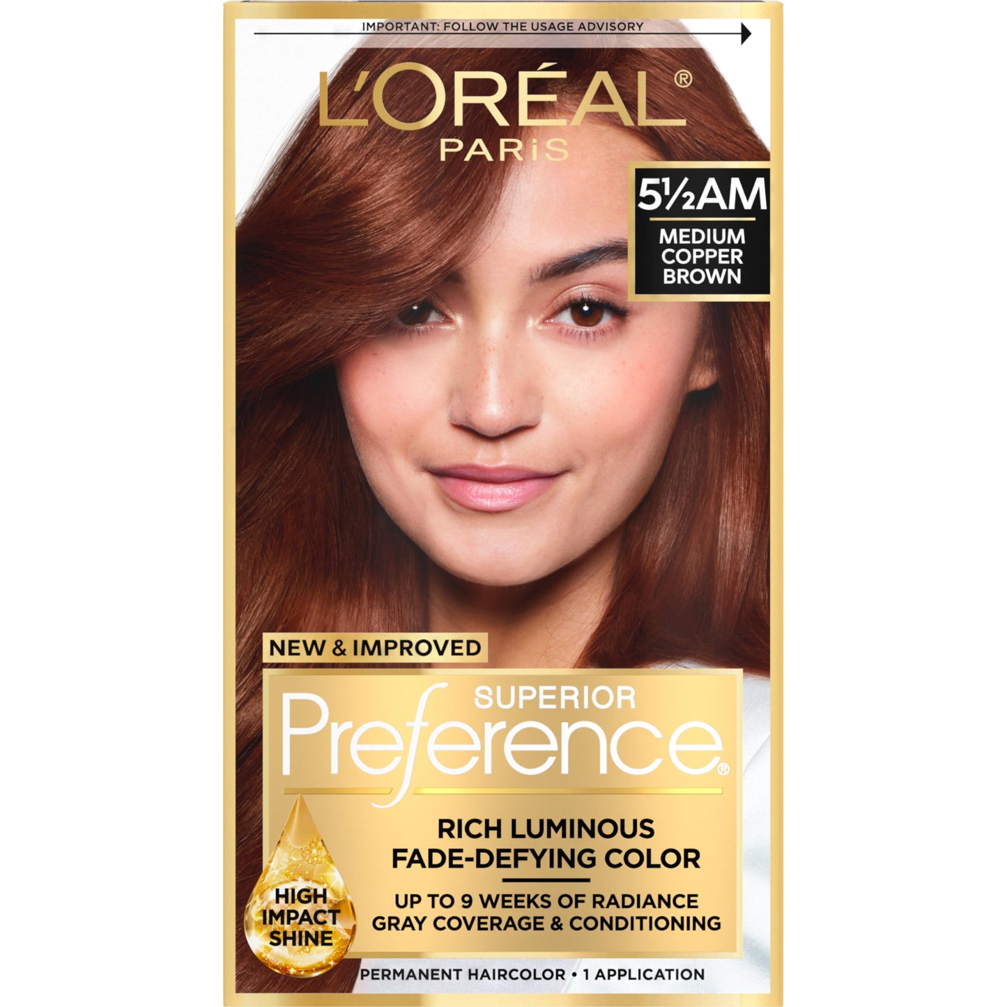 L'Oreal Paris Superior Preference Luminous Fade-Defying Permanent Hair Color, Hair Dye For Up to 9 Weeks of Radiance, Medium Amber Copper Brown 5.5AM Beauty & Personal Care L'Oreal Paris