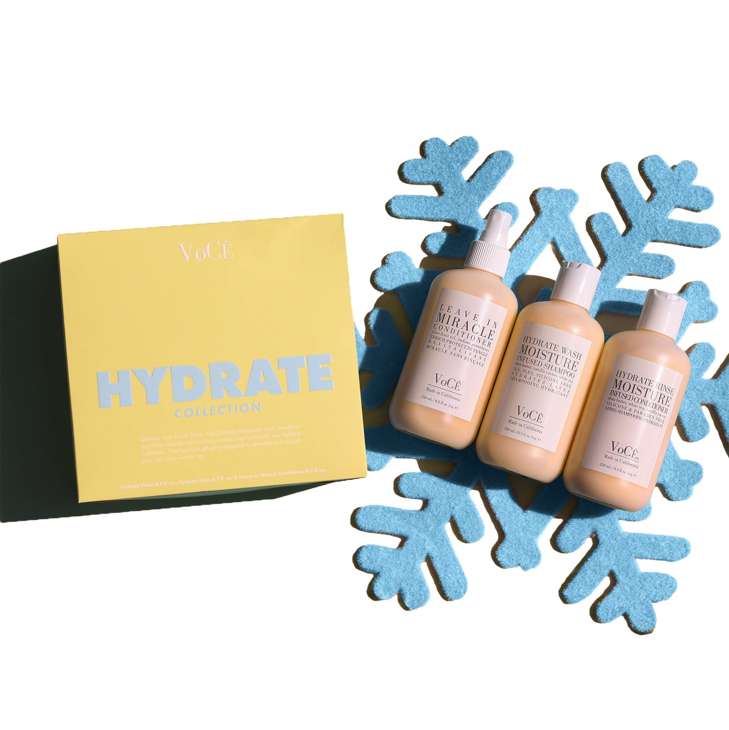 VoCÊ Haircare Hydrate Collection Gift Set | Moisturizing Shampoo, Rinse & Leave-In Conditioner | Vegan, Non-Toxic, Cruelty-Free Haircare for Dry Hair Beauty & Personal Care VOCE HAIRCARE