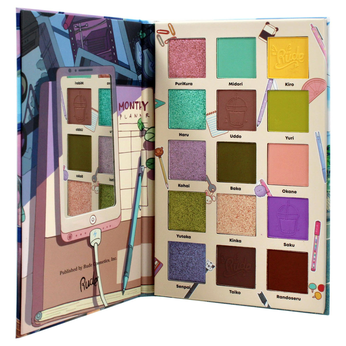 Manga Collection Pressed Pigments and Shadows Palette - Attitude Academia by Rude Cosmetics for Women - 0.77 oz Palette Beauty & Personal Care RUDE
