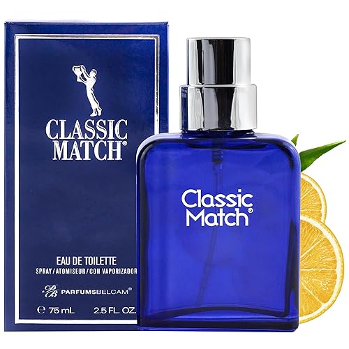 PB ParfumsBelcam Blue Classic Match Eau de Toilette Spray for Men - Modern Citrus Fougere Fragrance, Notes of Melon, Moss and Patchouli, Cologne Beauty & Personal Care PB ParfumsBelcam