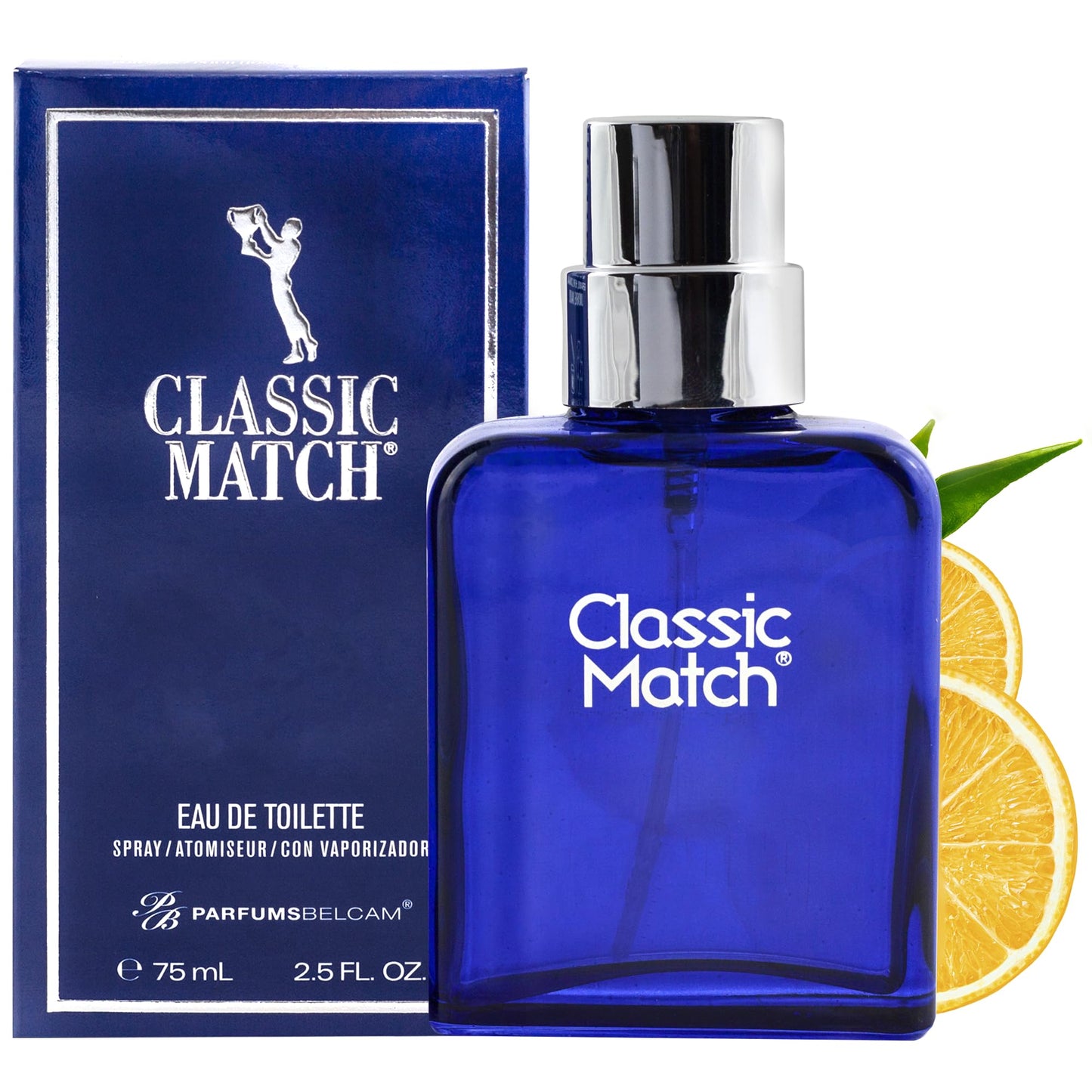PB ParfumsBelcam Blue Classic Match Eau de Toilette Spray for Men - Modern Citrus Fougere Fragrance, Notes of Melon, Moss and Patchouli, Cologne Beauty & Personal Care PB ParfumsBelcam